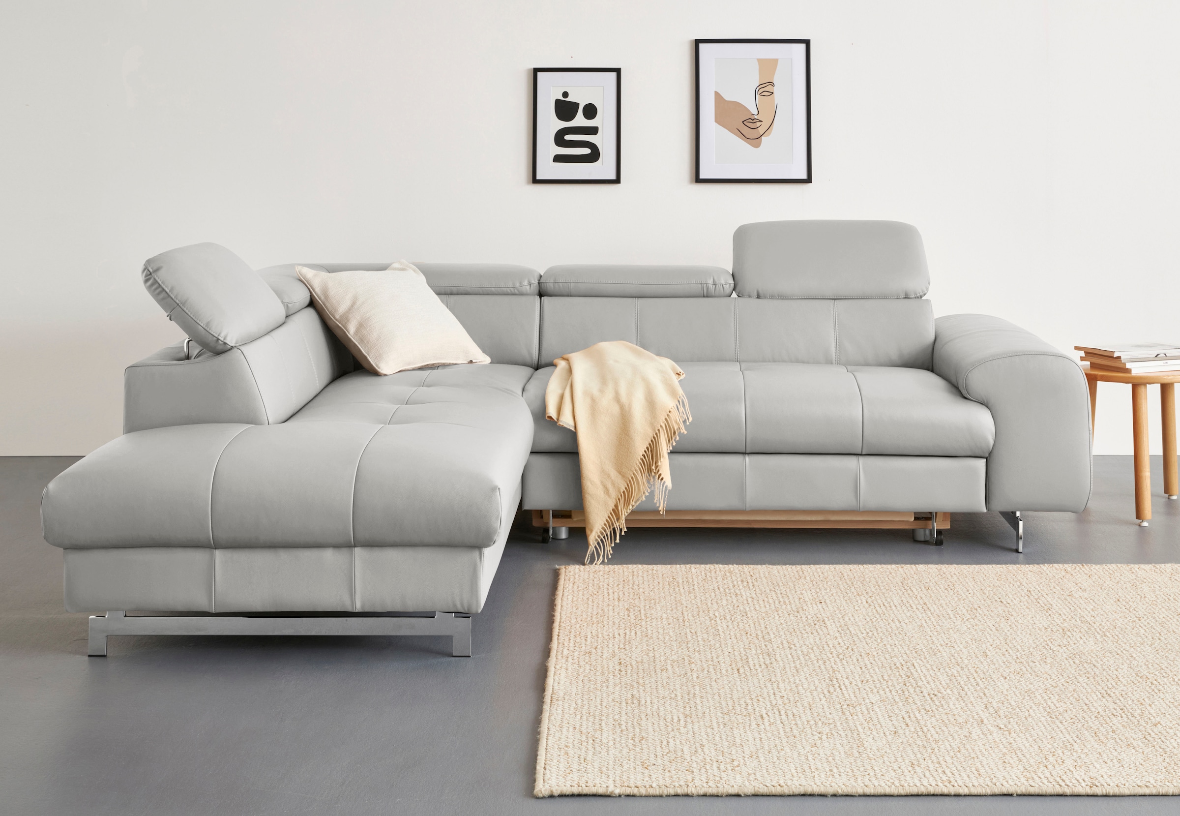 COTTA Ecksofa "Chef L-Form", mit Kopfteilverstellung, edle Metallkufen, wah günstig online kaufen