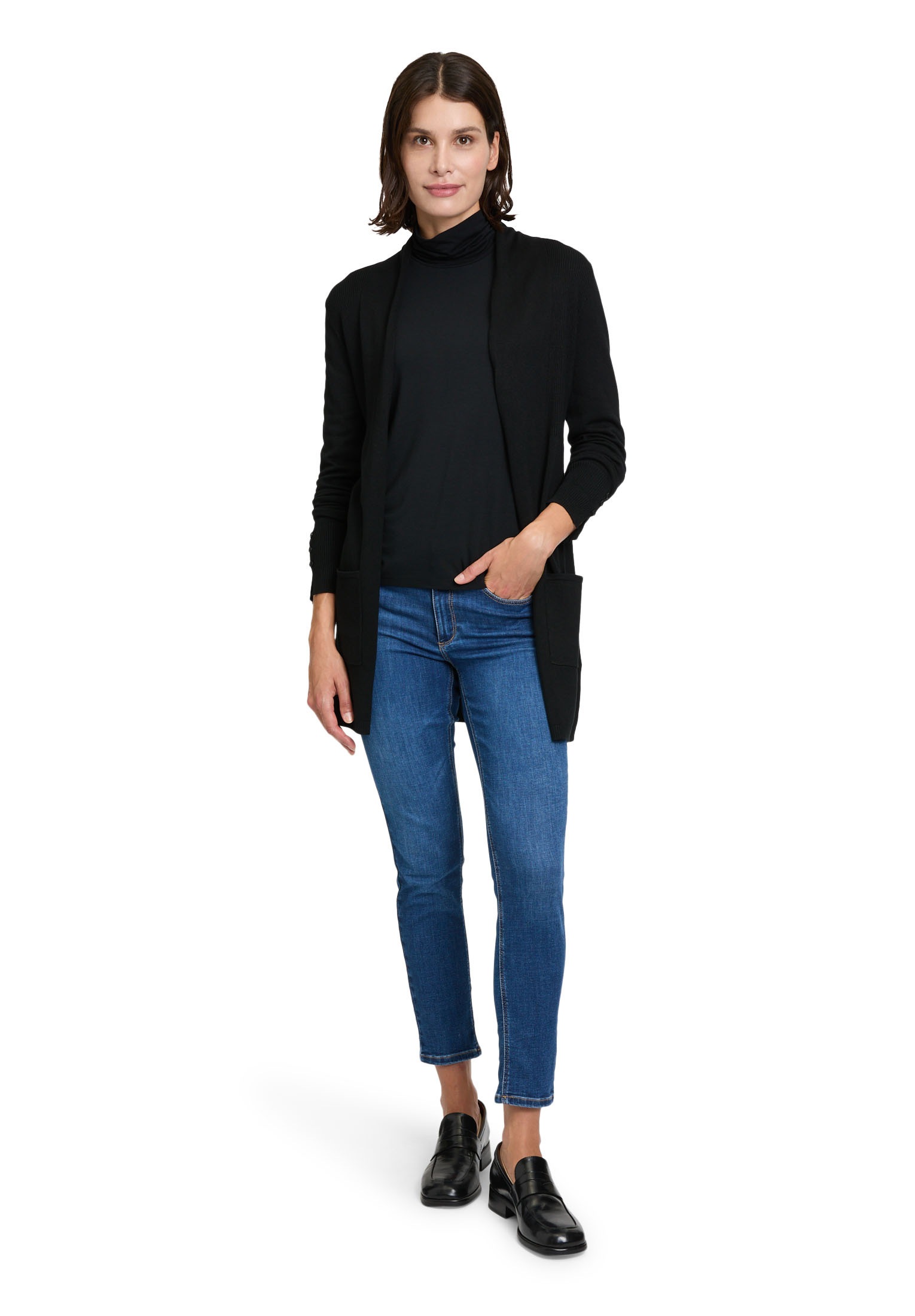 Betty Barclay Strickjacke »Betty Barclay Longstrickjacke mit Rippenstruktur«, Ärmelschlitz