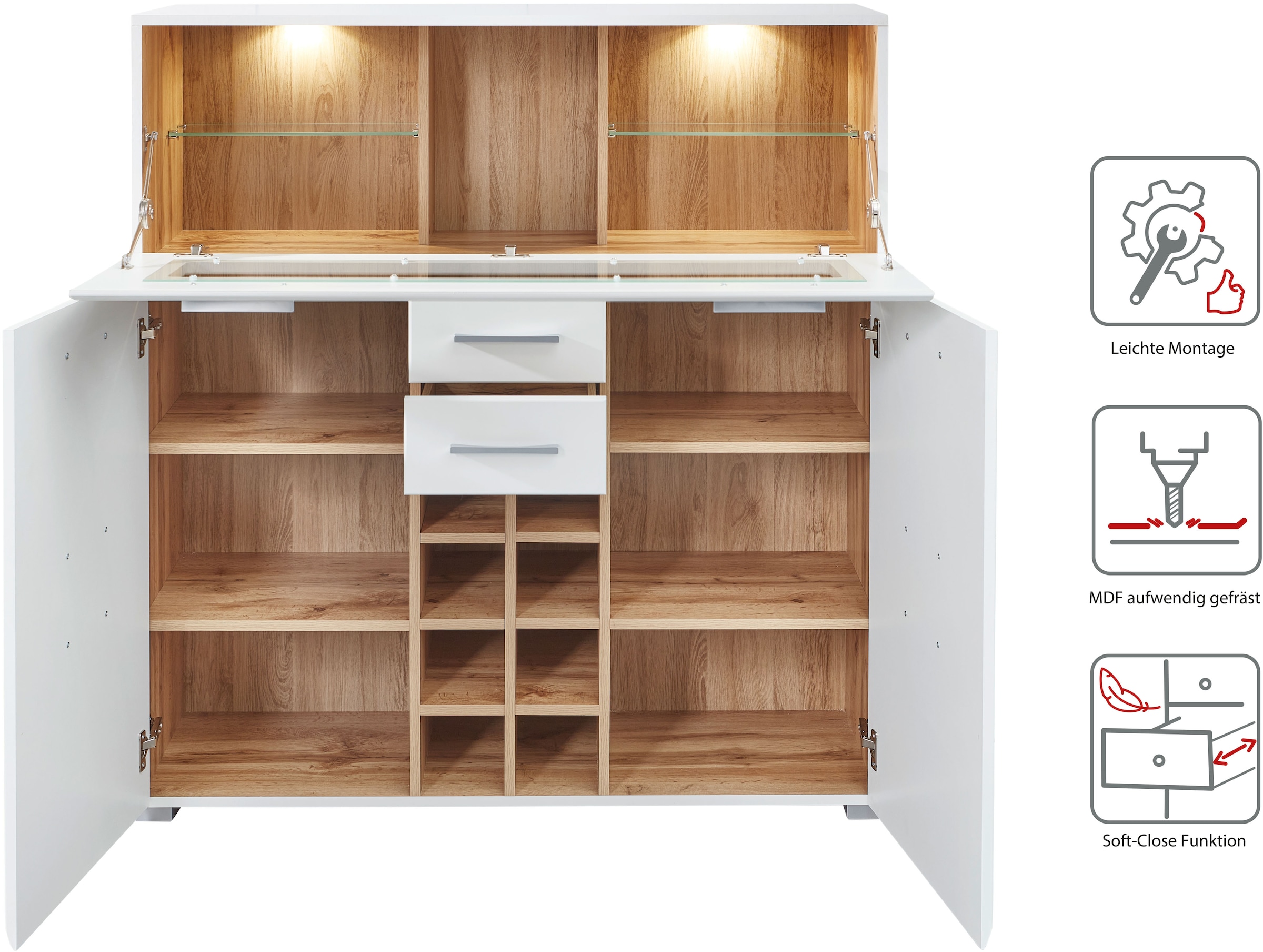 Innostyle Barschrank »FUN PLUS, TOPSELLER!«, (Barschrank), Maße: 120 x 129 x 37 cm (B/H/T), mit LED-Beleuchtung