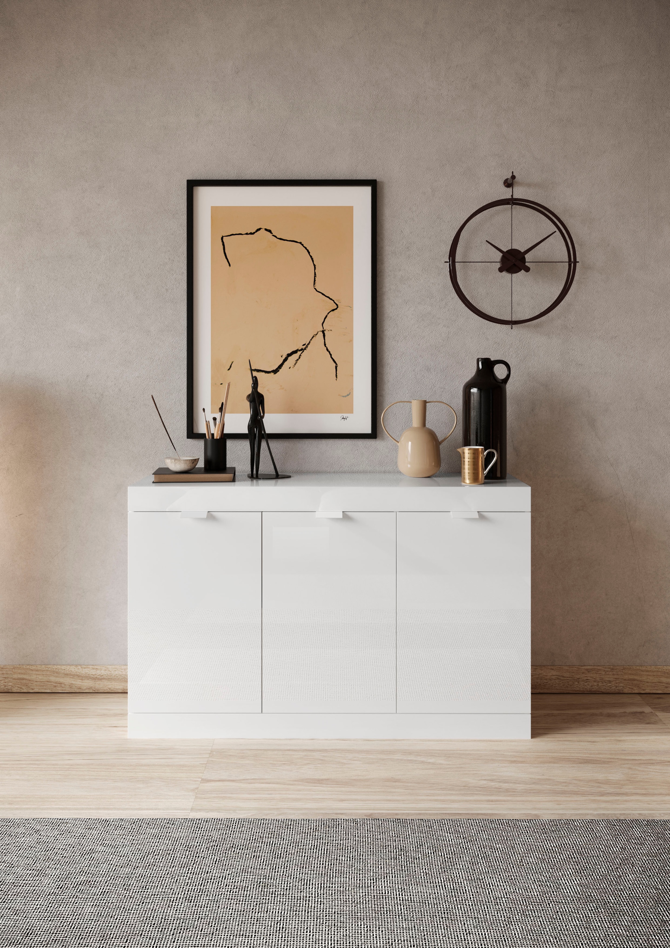 INOSIGN Sideboard "Slim", Breite 136 cm, weiß Hochglanz Lack günstig online kaufen