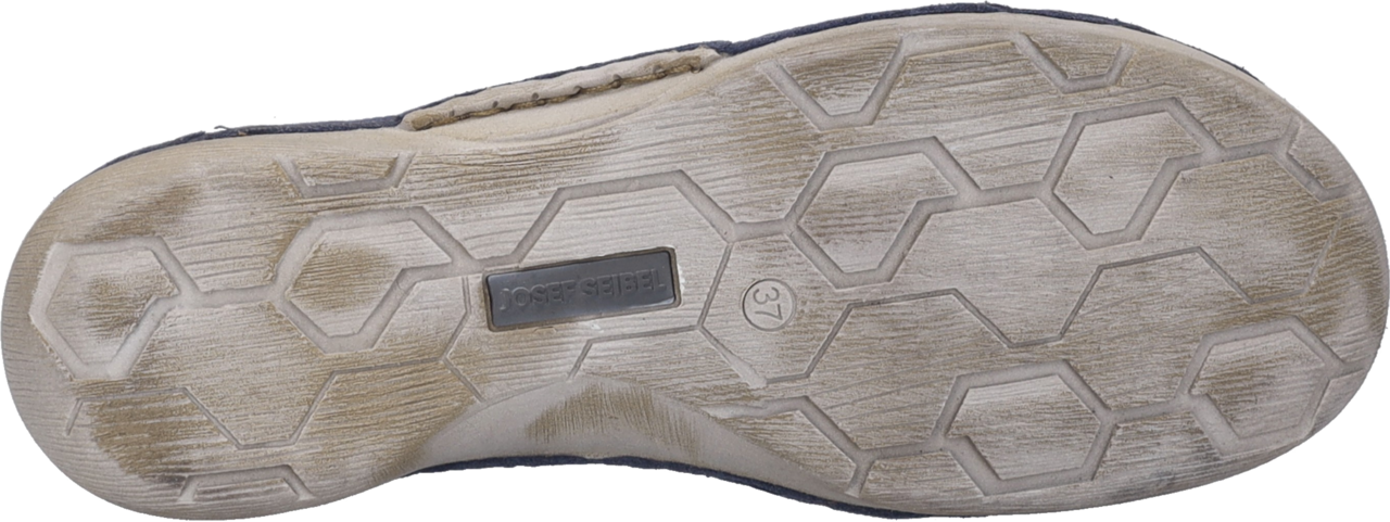 Slipper JOSEF SEIBEL "Fergey 42", Damen, Gr. 42, blau, Leder, geblümt, Schuhe Slipper, Slip-On Sneaker, Halbschuh, Schlupfschuh mit Gummizügen, G-Weite 5