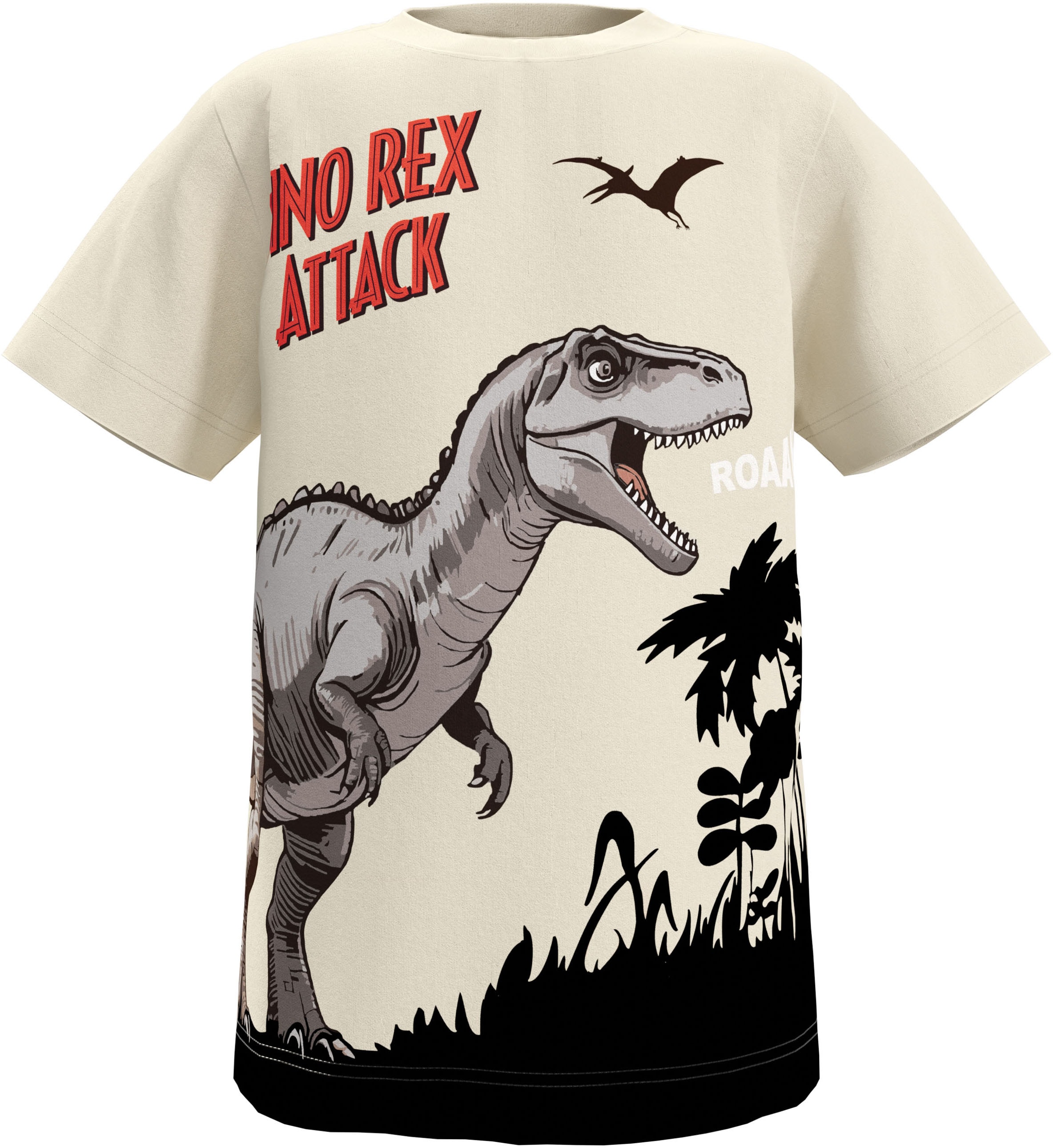 KIDSWORLD T-Shirt »Druck: DINO REX ATTACK«, mit großem Saum-Druck