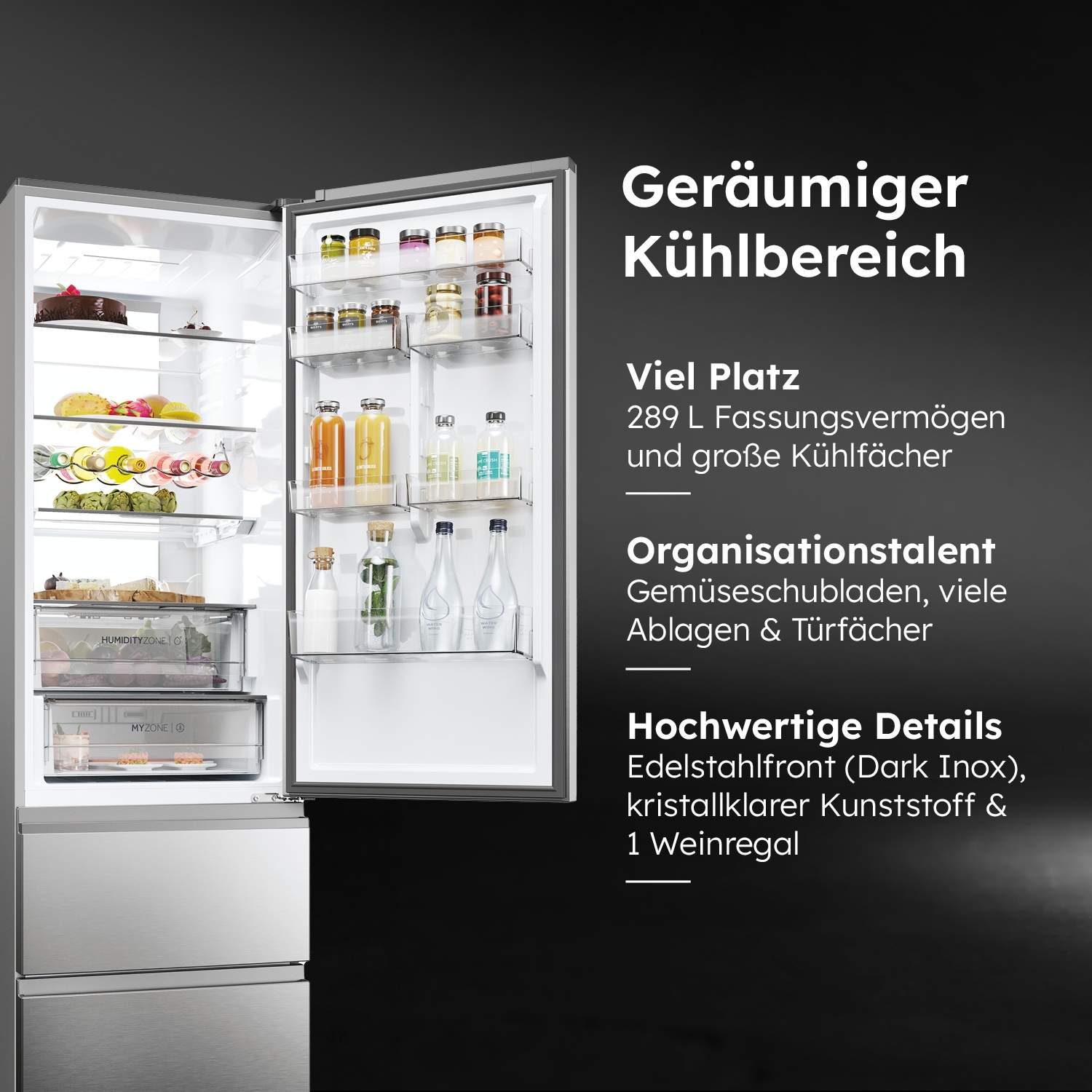 Thumbnail - Haier Kühl-/Gefrierkombination 3D 60 Series 7 "HTW7620ANMG", WIFI connected, Innovative Gefrier-Schubladen: Sparen Energ...