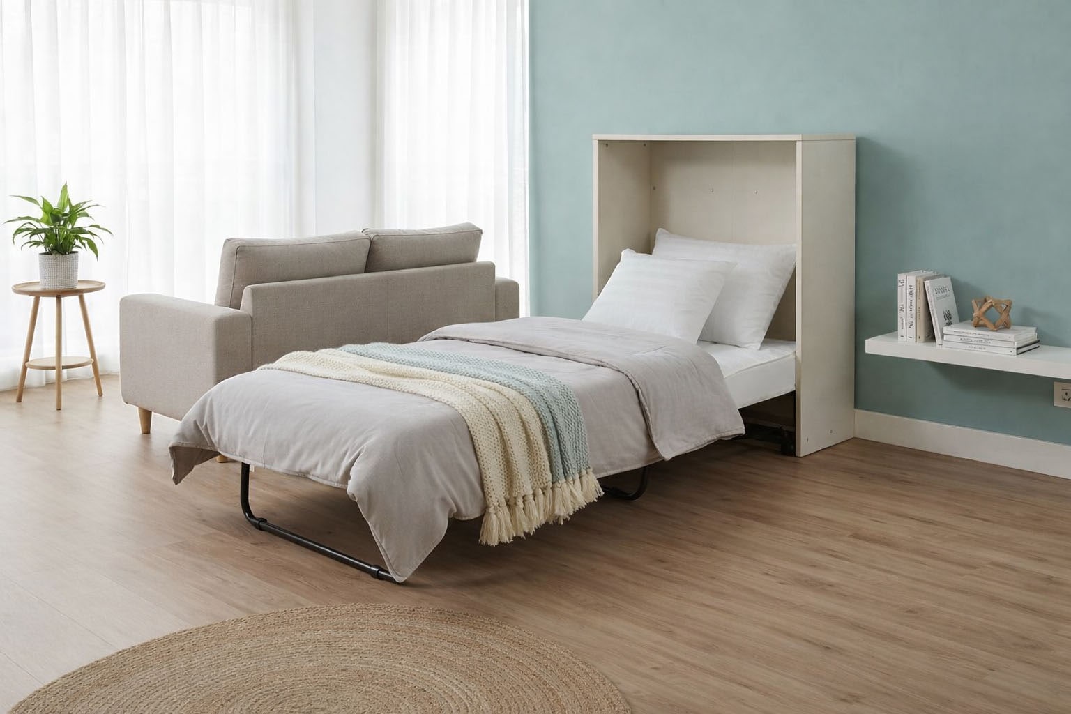 Home affaire Schrankbett "Sognum als Gästebett nutzbar, Wandklappbett in Kommodenoptik" in den Farben weiß, schwarz und kaschmir erhältlich, inkl. Matratze, platzsparendes Klappbett, optimal für kleine Räume