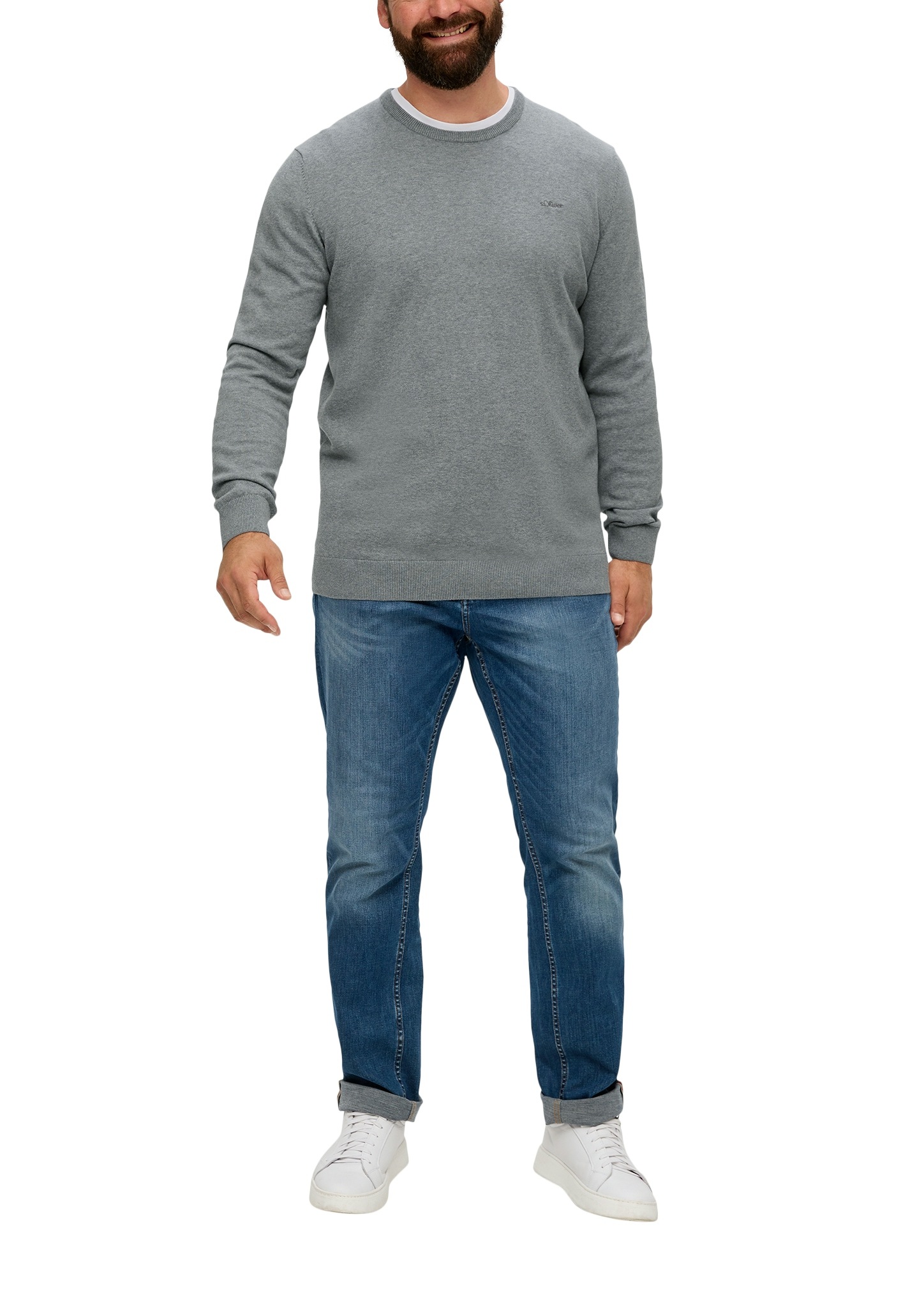 Thumbnail - s.Oliver Men Big Sizes Strickpullover mit Logostickerei - Große Größen