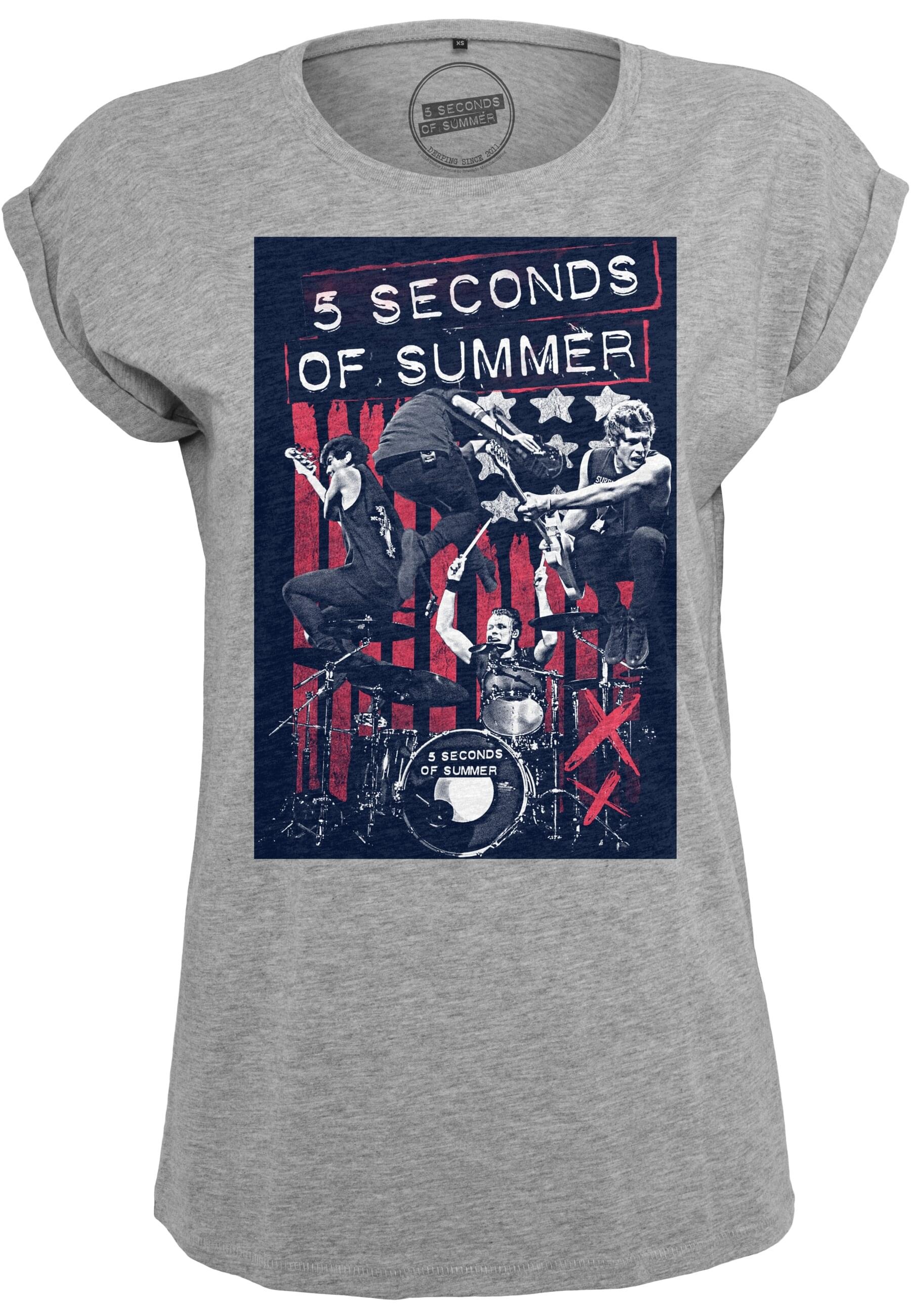 Merchcode Kurzarmshirt »Merchcode Damen Ladies Five Seconds of Summer Longprint Tee«, (1 tlg.)