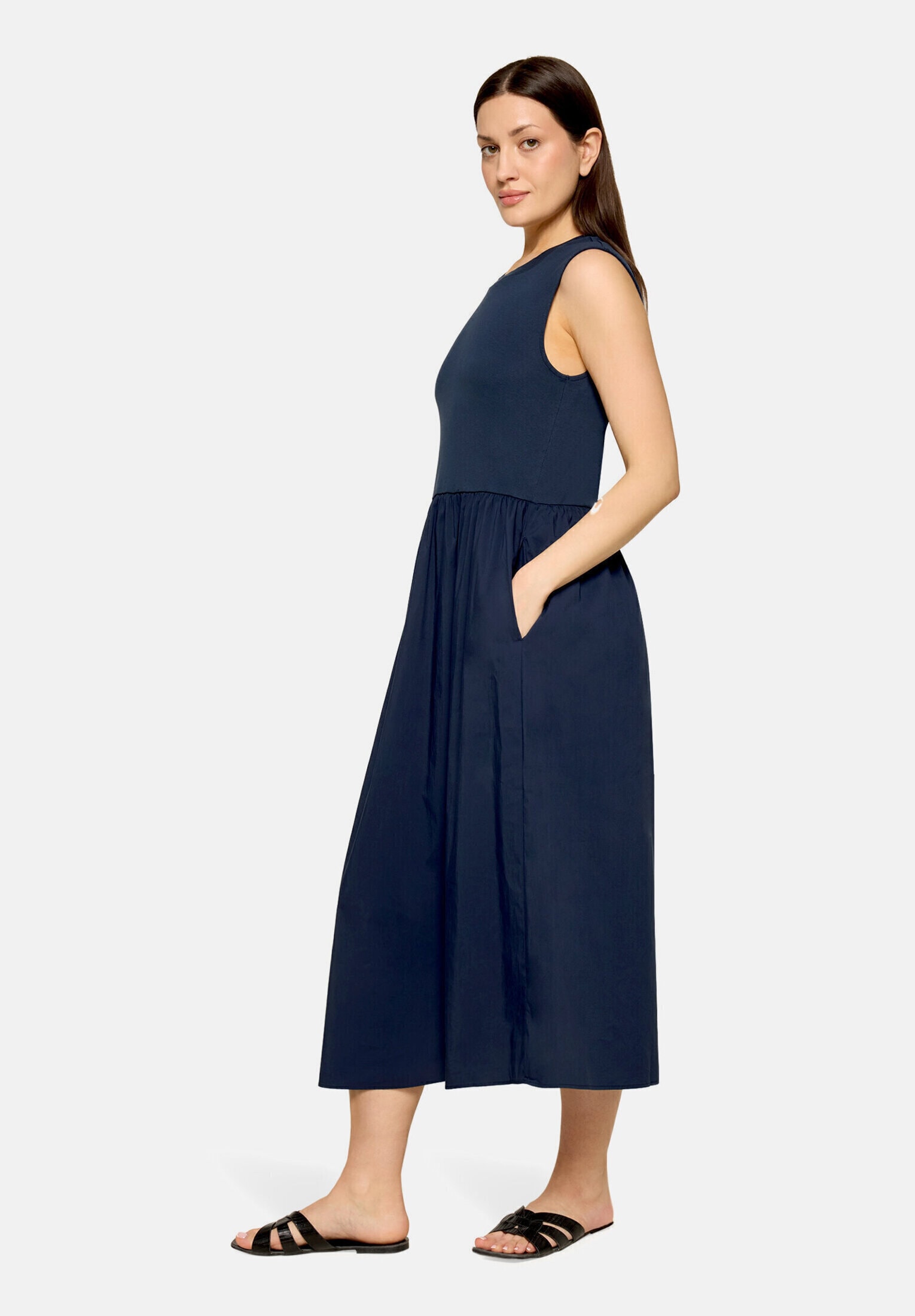 Cartoon Druckkleid "Damen mit Eingrifftaschen" Nahttasche