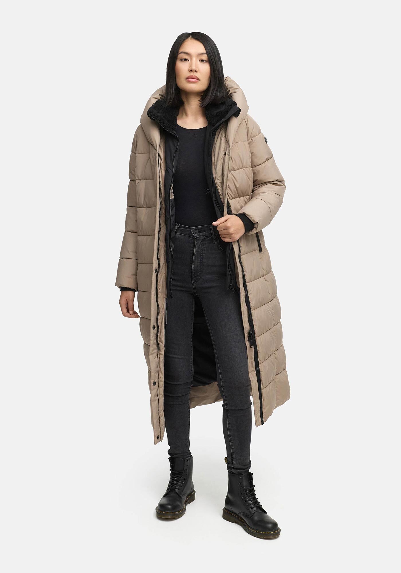 Marikoo Winterjacke "Pakoraa" extra langer Winter Mantel mit abnehmbaren Innenteil
