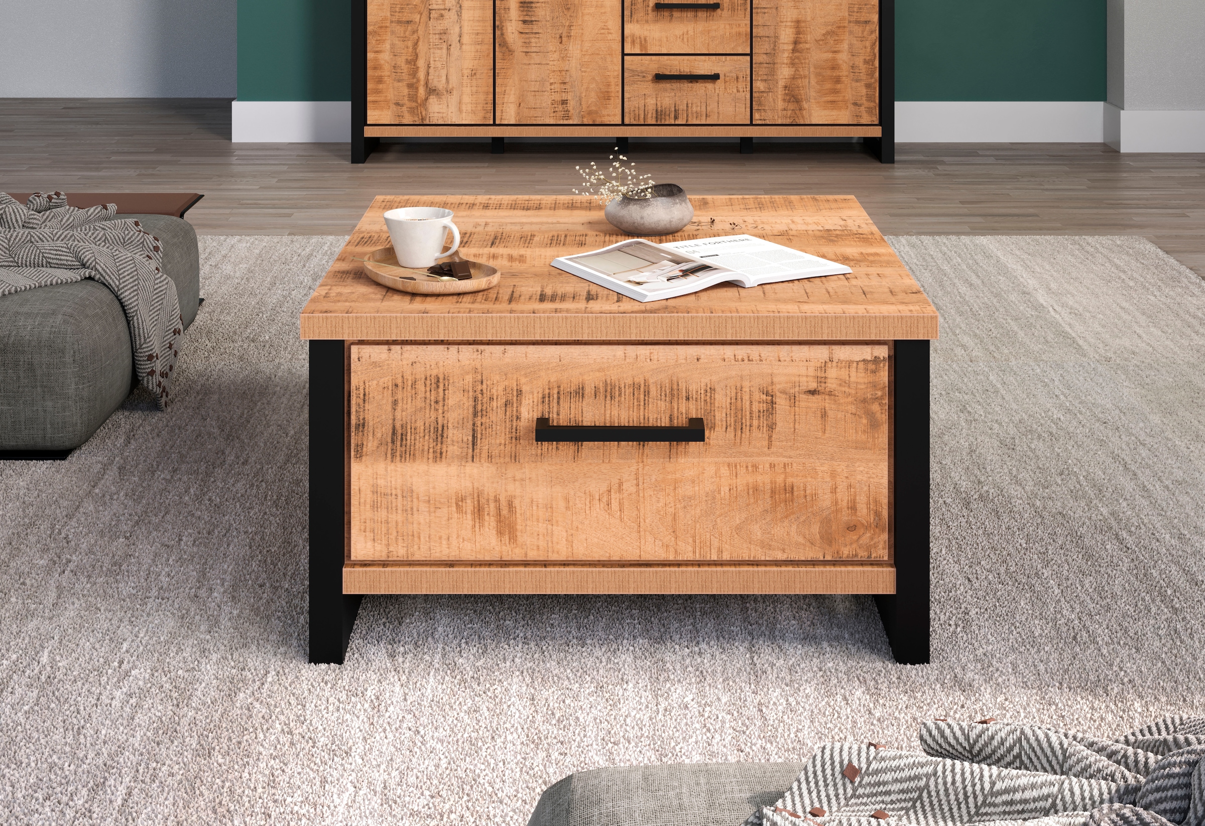 Home affaire Couchtisch "Elda" 1 Stk. tlg. Couchtisch mit 2 Vollauszug Schu günstig online kaufen