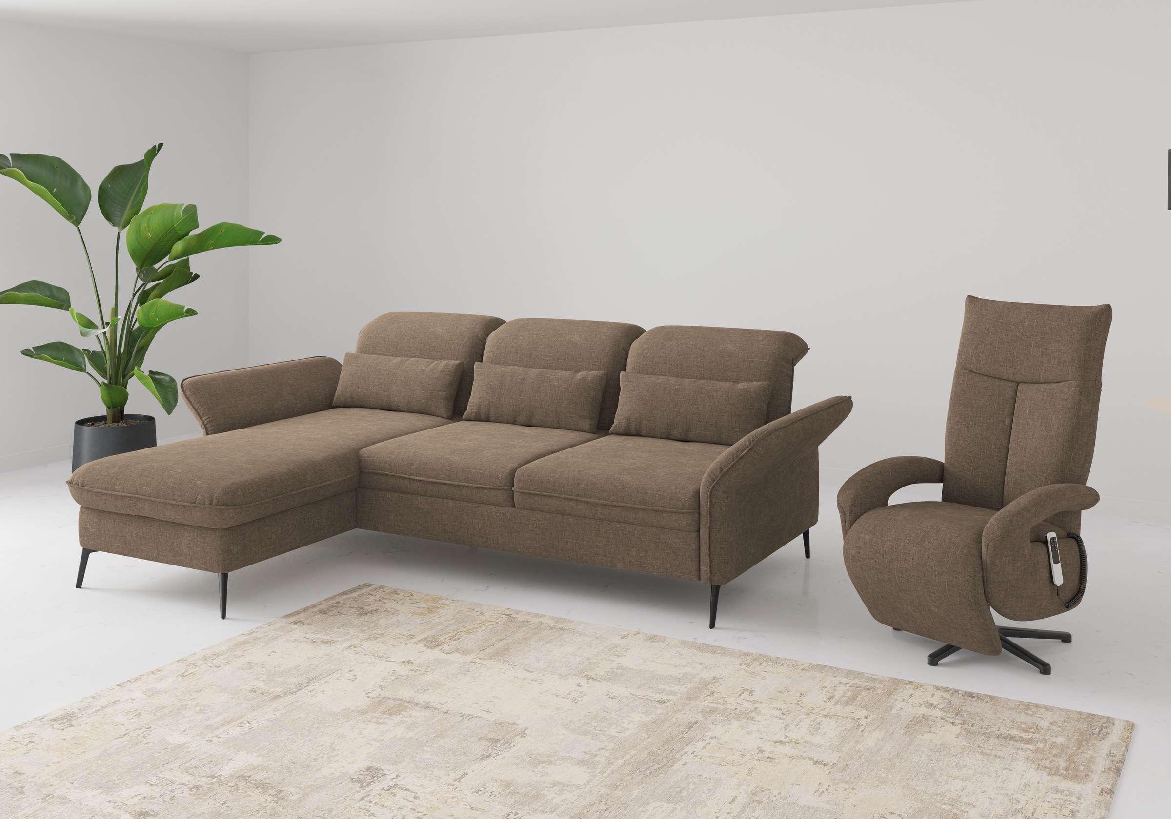 sit&more Ecksofa »Emely«, mit Sitztiefenverstellung optional mit Bettfunktion und Bettkasten