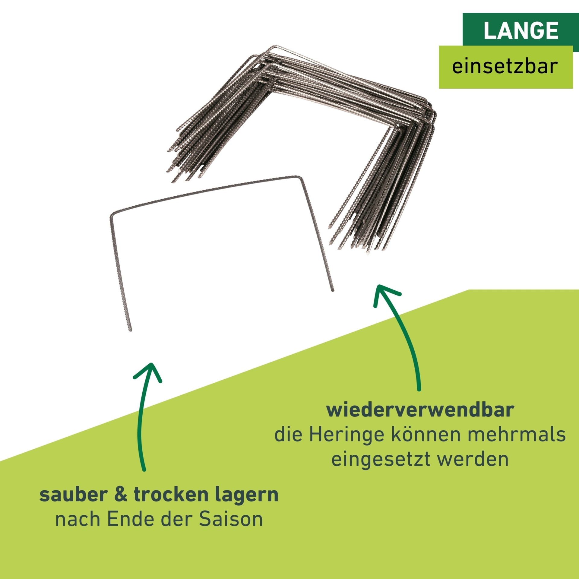 Windhager Bodenanker »Befestigungshering gerippt aus Metall, wiederverwendbar 100 Stk.« Packung, 100 Stk. tlg. Bodenanker für Folien und Vlies, 20 x 25 cm, Ø 4 mm, verzinkt