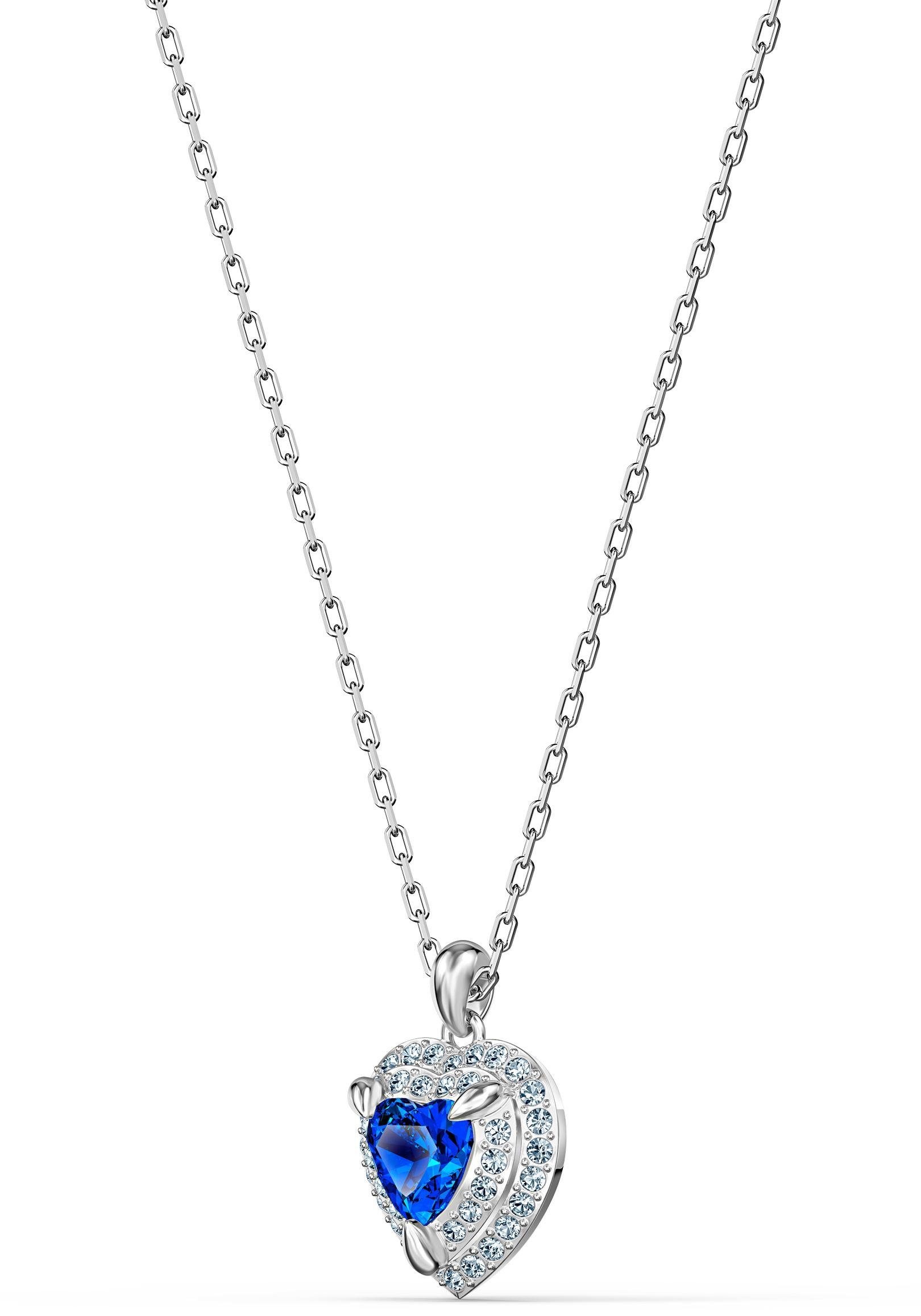 Swarovski Kette Mit Anhanger Herz One Anhanger Blau Rhodiniert 5511541 Mit Swarovski Kristallen Kaufen Baur