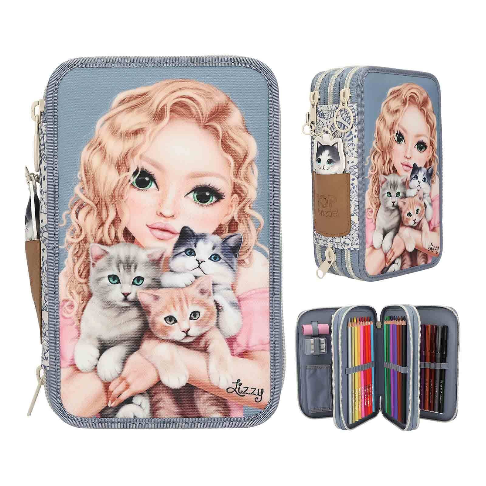 Depesche Buntstift »3-Fach Federtasche TOPModel 7,5 x 13 x 20 cm blau-beige«