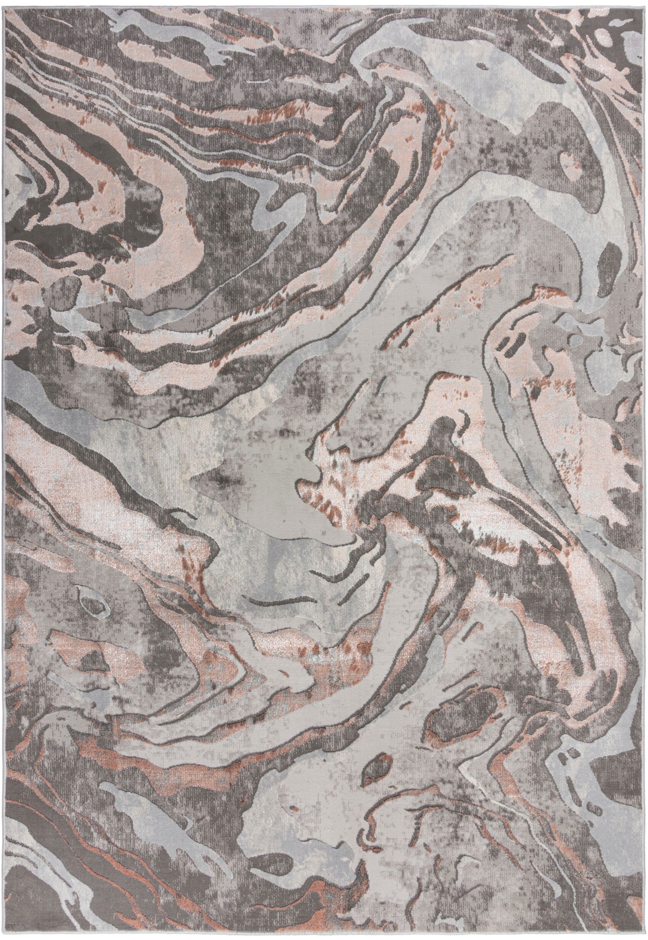 Teppich FLAIR RUGS "Marbled", rosa (rosé), B:120cm H:12mm L:170cm, Kunstfaser, Teppiche, Teppich, dezenter Glanz, mehrfarbig, modernes Marmor-Design