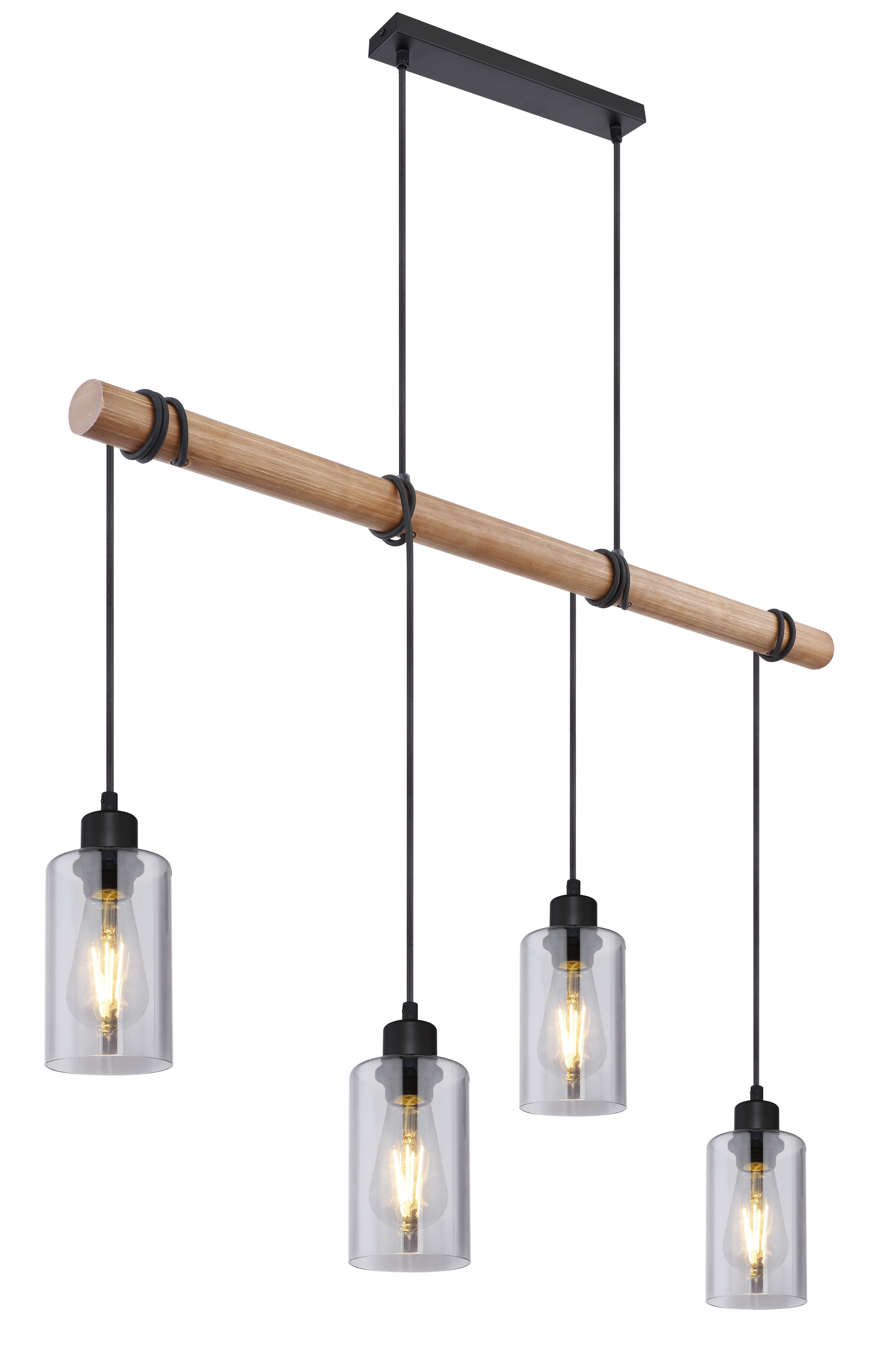 GLOBO LIGHTING Hängeleuchte »HADERA«, Leuchtmittel E27 | ohne Leuchtmittel, Hängelampe/Pendelleuchte/Glas rauchfarben/Kabel zum Herumwickeln