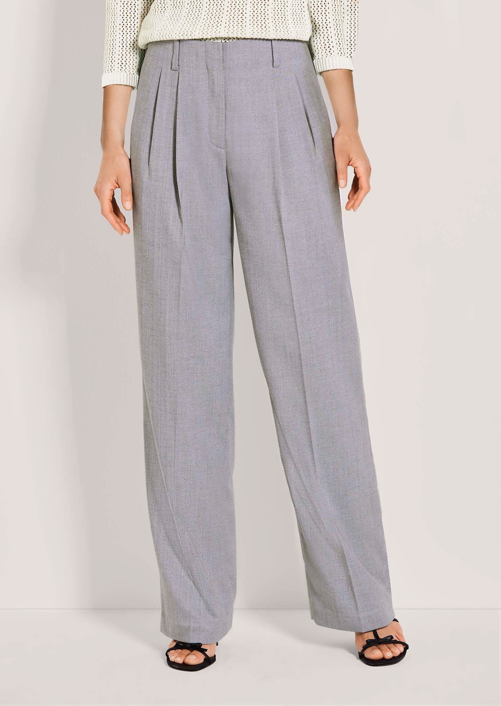 MADELEINE Stoffhose »Bundfaltenhose Fischgrathose mit weitem Schnitt«