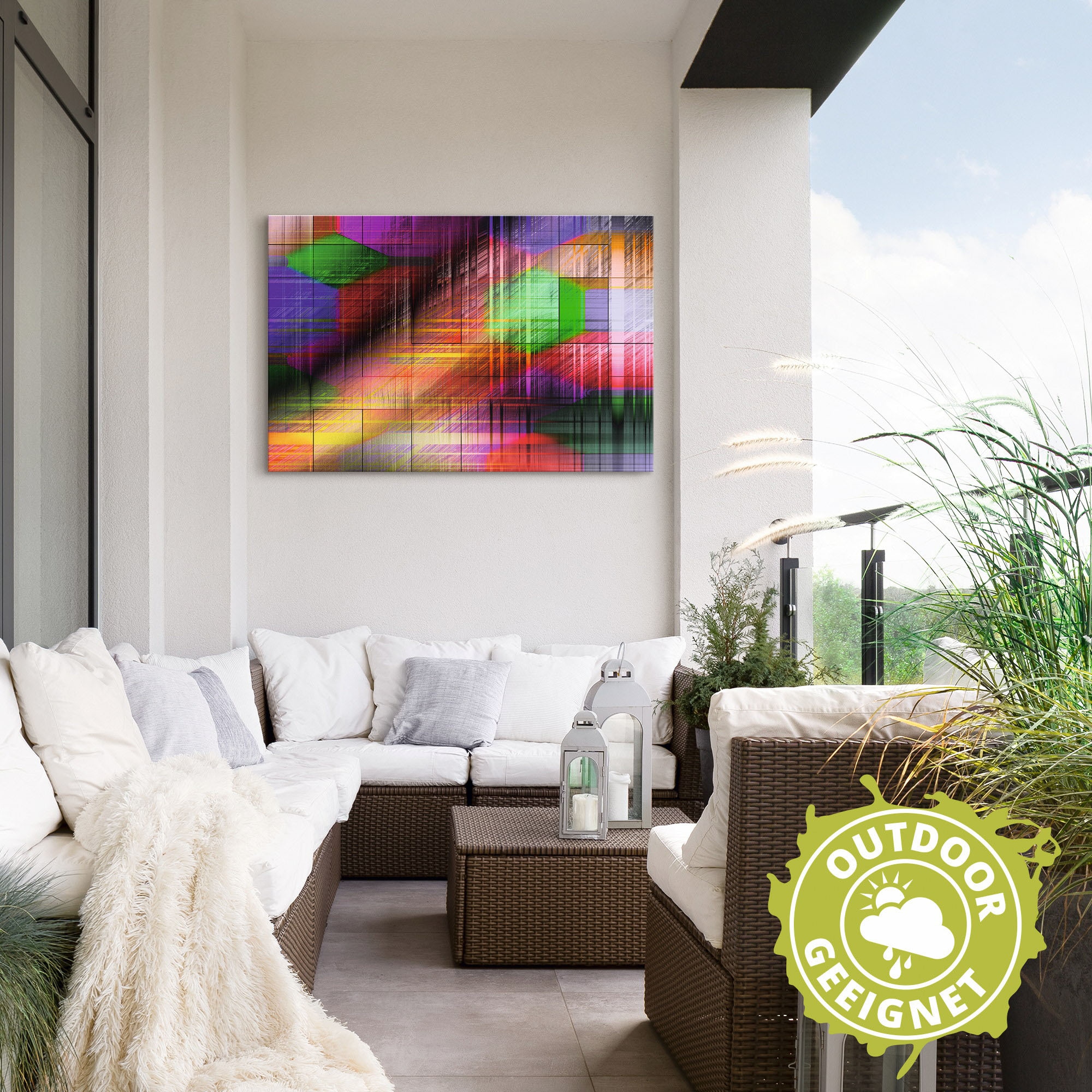 Artland Alu-Dibond-Druck »Bunte Linien II«, Muster, (1 St.), für Innen- und Außenbereich geeignet, Outdoorbild