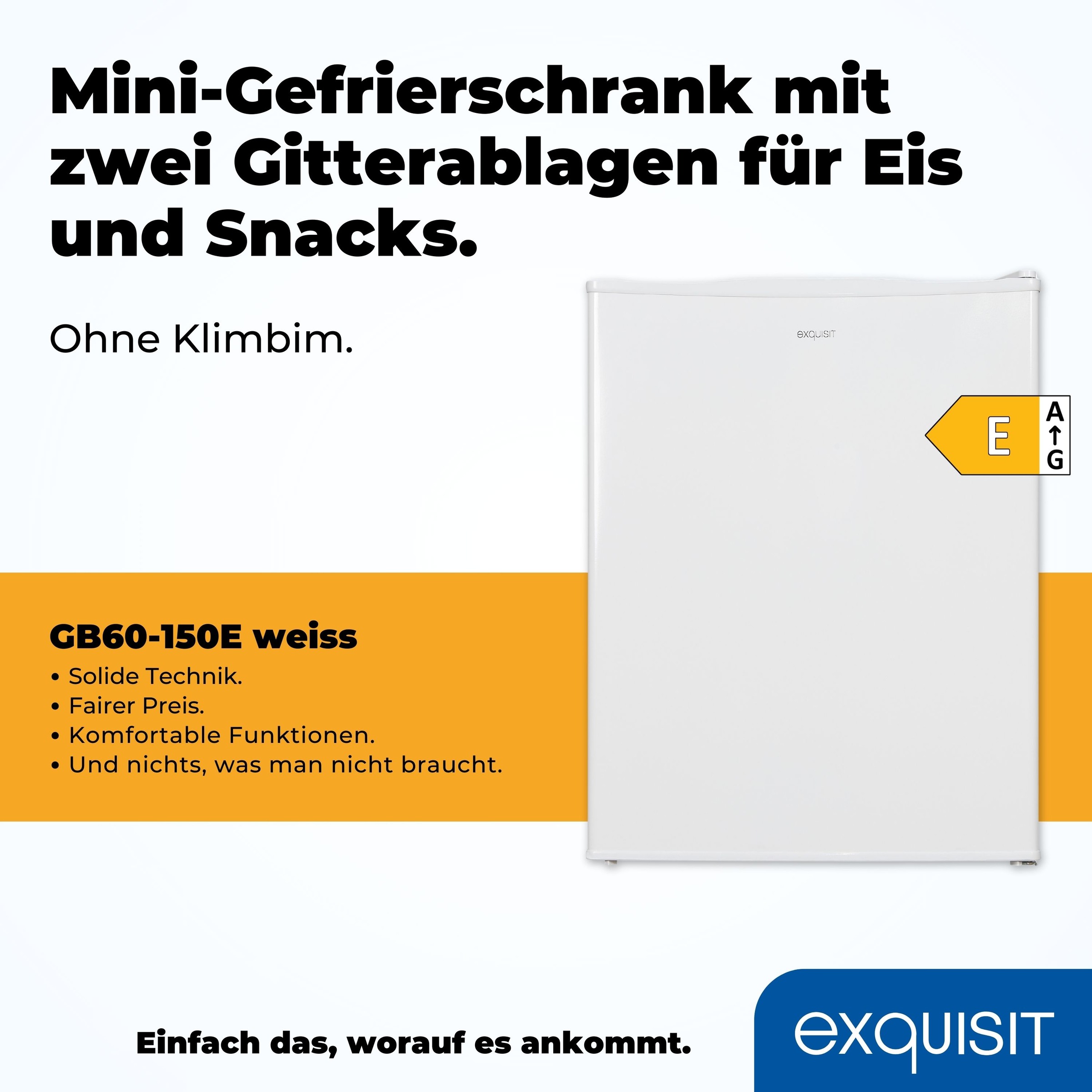 exquisit Gefrierschrank »GB60-150E weiss«, 62 cm hoch, 47 cm breit, 42 L Volumen, 4 Sterne Gefrieren