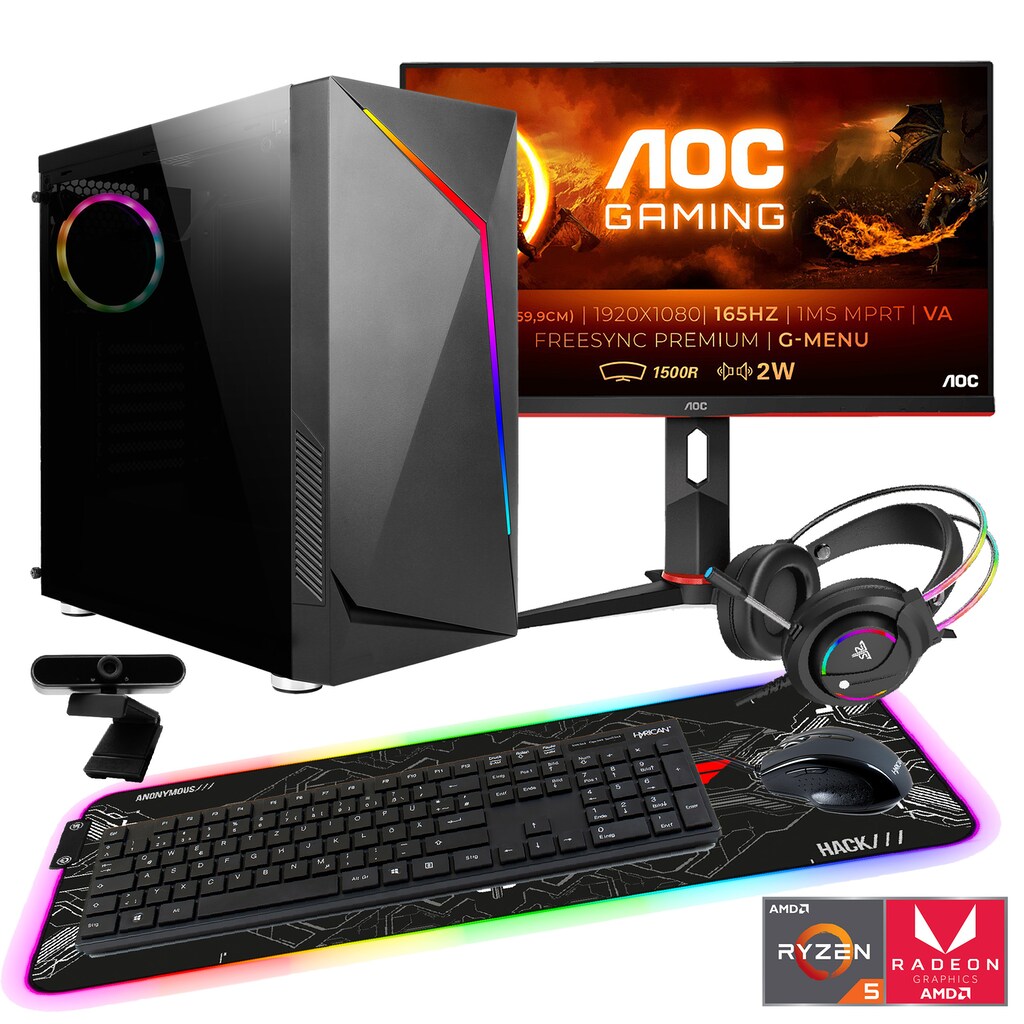 Hyrican PC-Komplettsystem »Onyx SET02352, Gaming-Headset, Mauspad und Full HD Webcam«