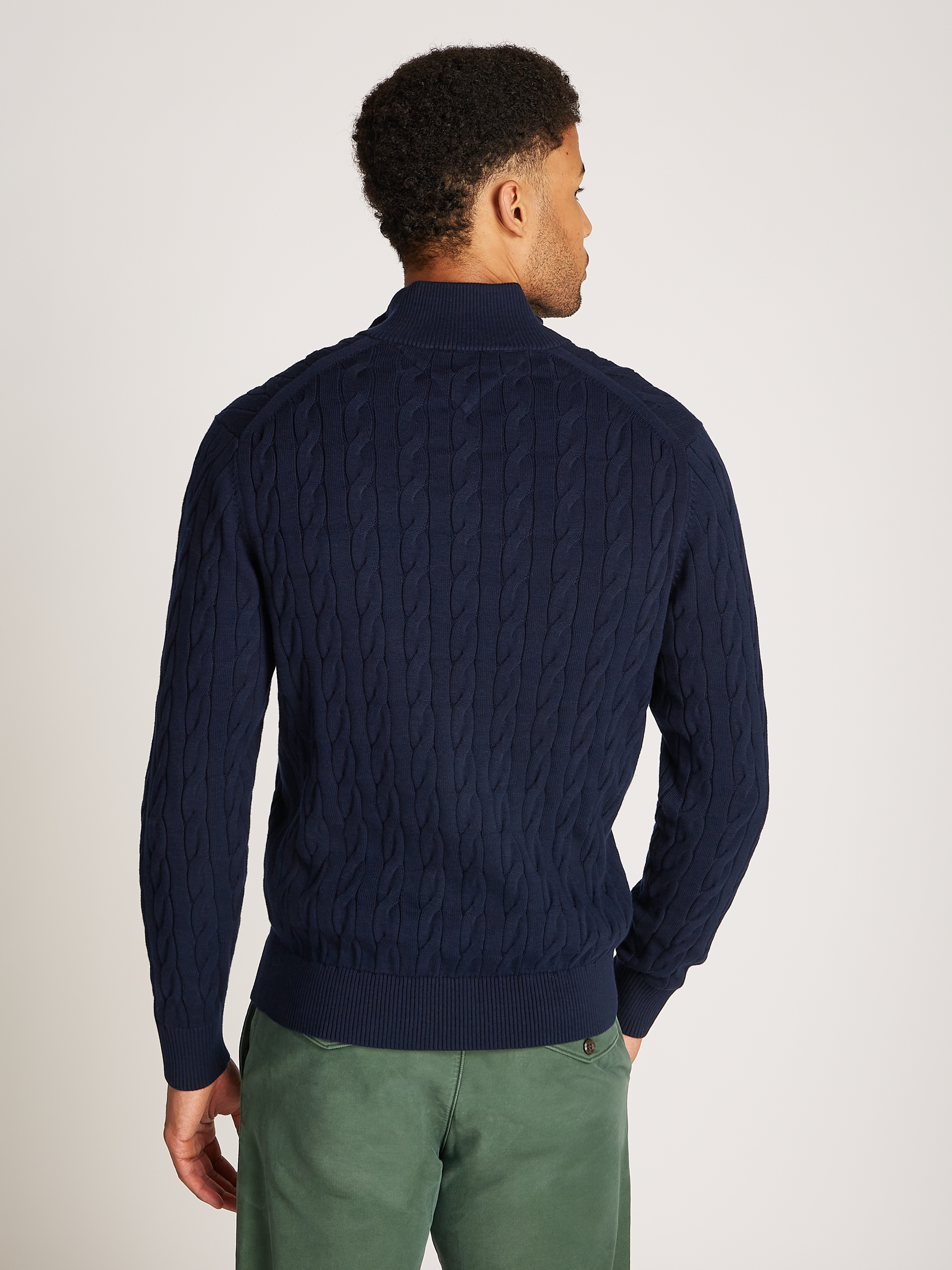 Tommy Hilfiger Strickpullover »CLASSIC COTTON CABLE ZIP MOCK«, mit modischem Zopfmuster