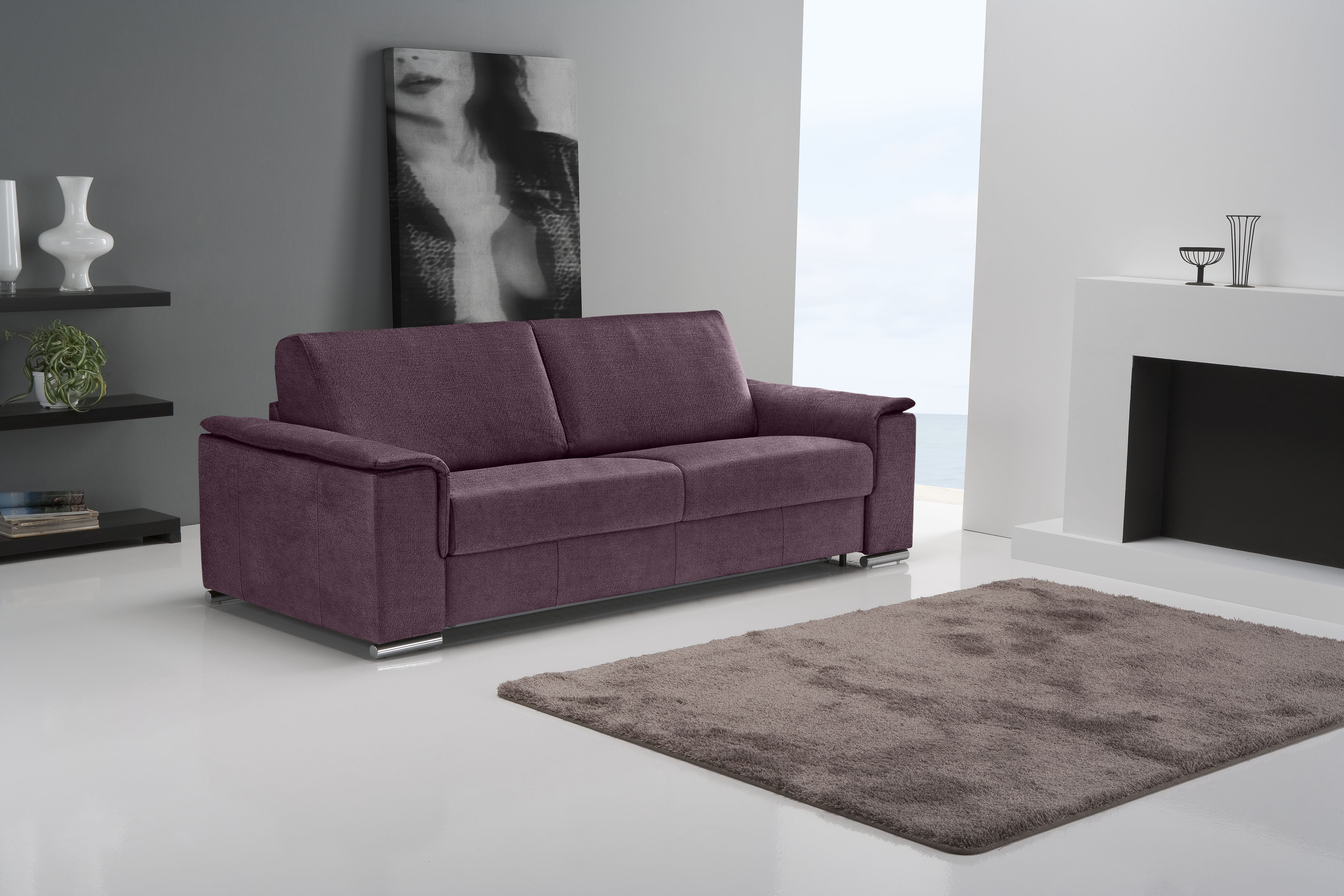 Egoitaliano Schlafsofa "Cecilia, modern & elegant, erstklassiger Sitzkomfort, Dauerschläfer" inkl. Matratze und hochwertigem Metallbettrahmen, toller Schlafkomfort