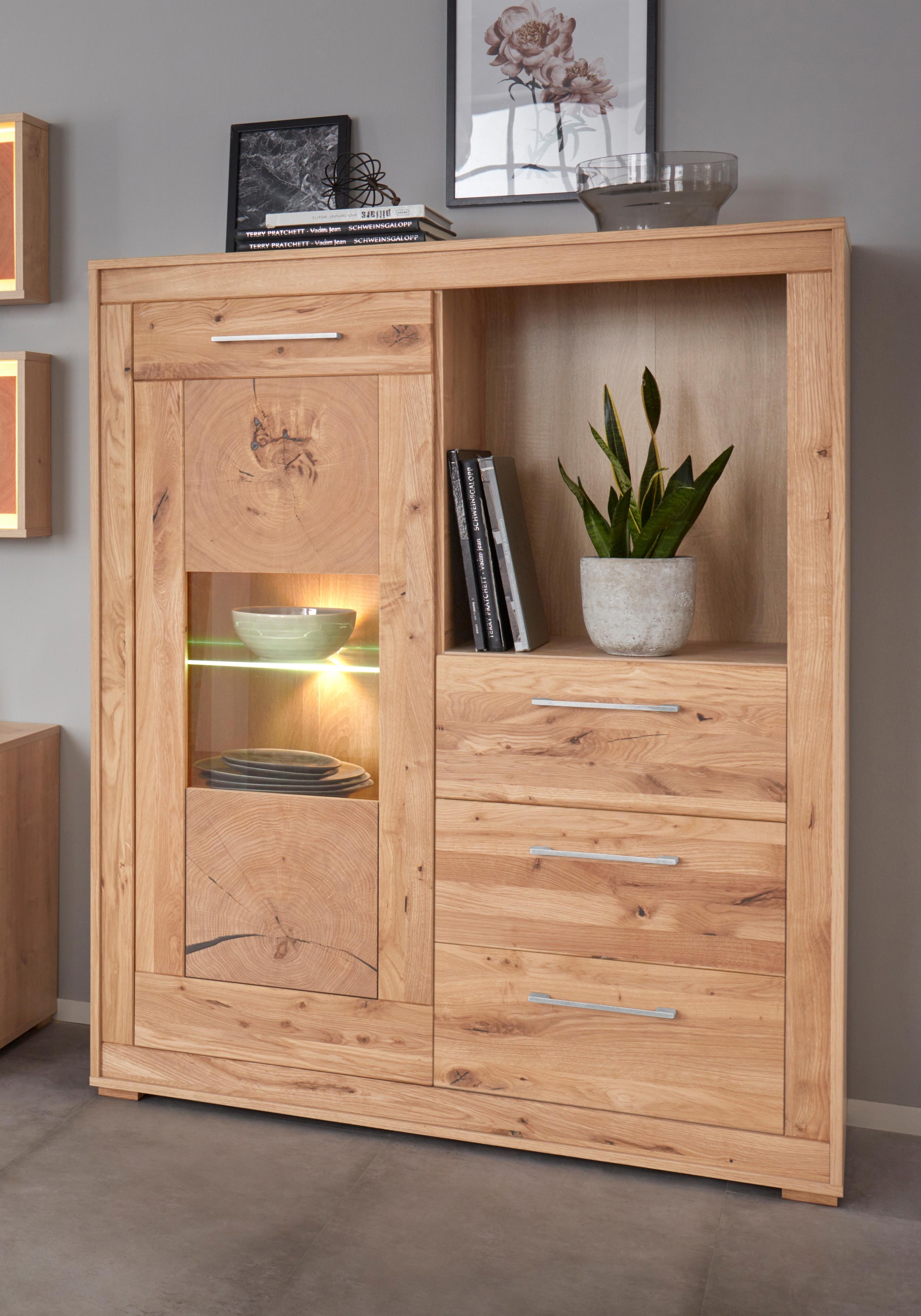 VOGL Möbelfabrik Highboard, Breite 107 cm, Teilmassivholz, Made in Germany günstig online kaufen