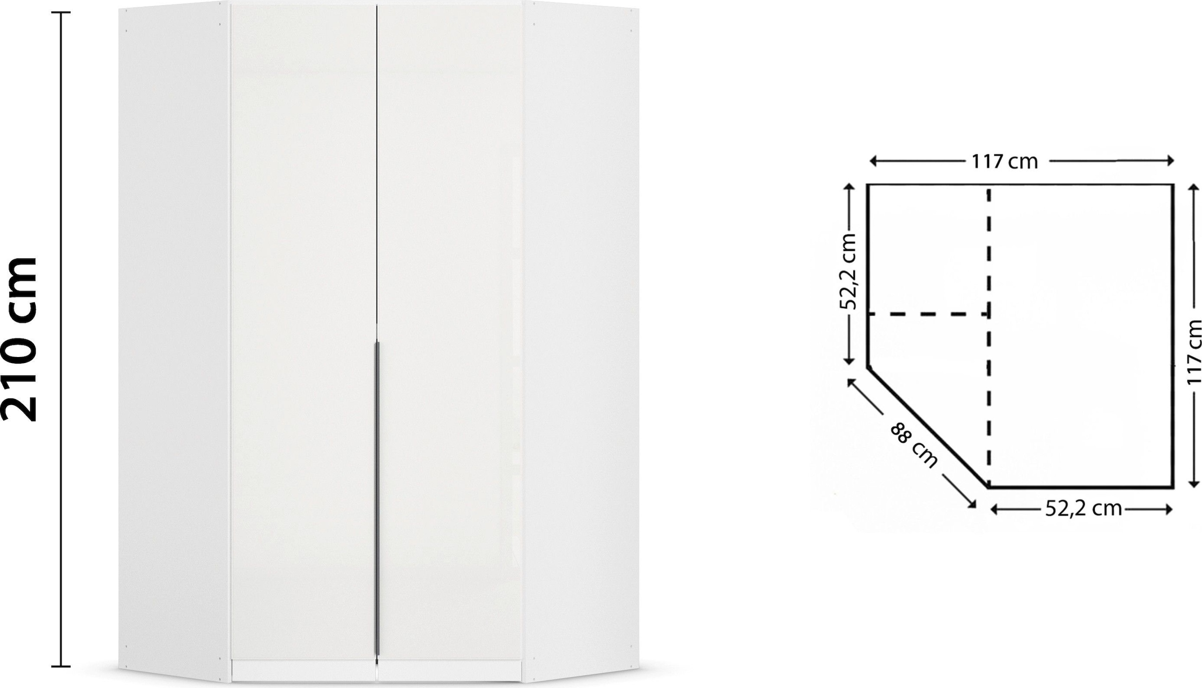 rauch Eckkleiderschrank »Kleiderschrank Schrank Ankleidezimmer Schlafzimmer Garderobe AGORDO«, (in zwei Griff-Farben), mit Glastüren, voll ausgestattet mit viel Stauraum MADE IN GERMANY