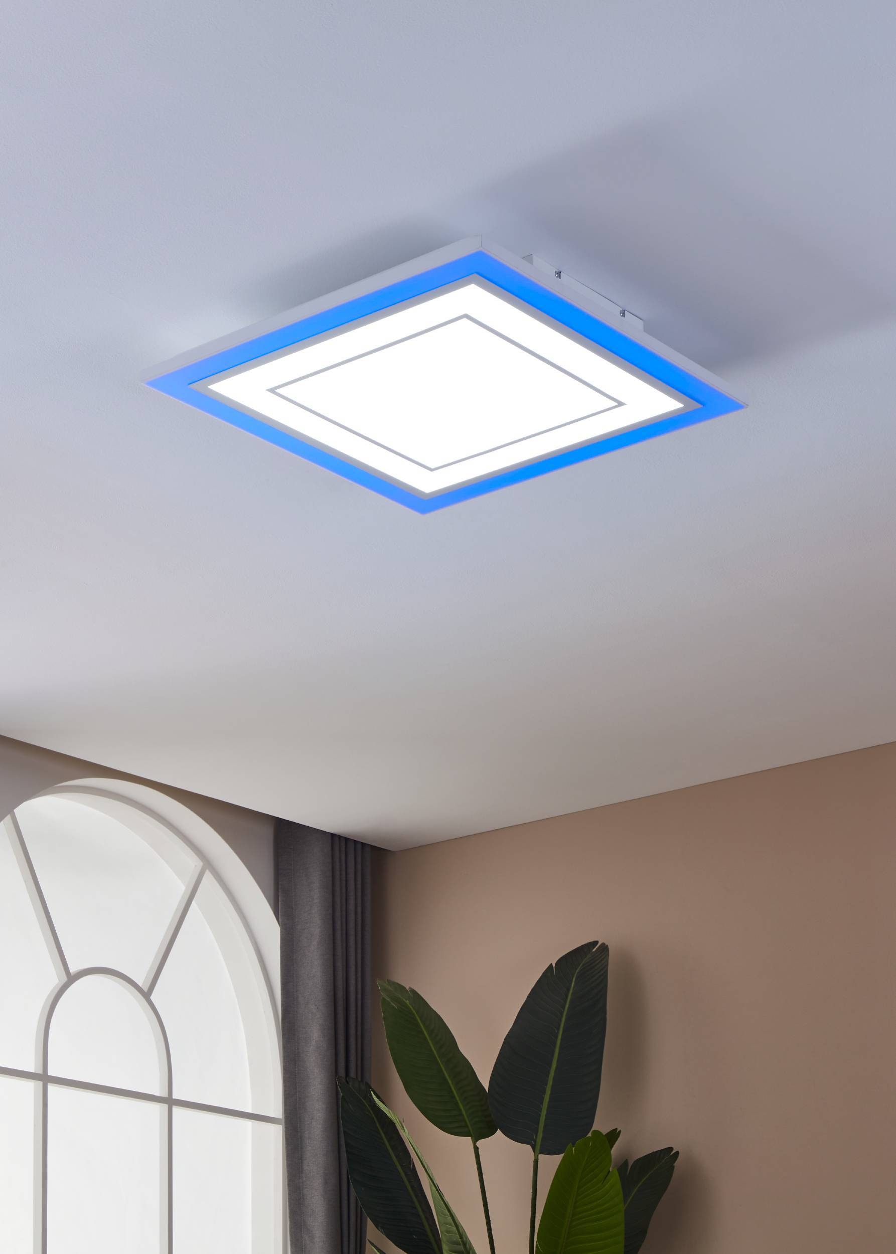 EGLO Deckenleuchte »Albarca Deckenlampe rahmenlos, inkl. Fernbedienung, Deckenleuchte« LED-Modul 1 Stk. Kaltweiß | RGB Wand-/Deckenleuchte - L58,8 x B58,8 x H6,9 cm - weiß - 29W inkl.