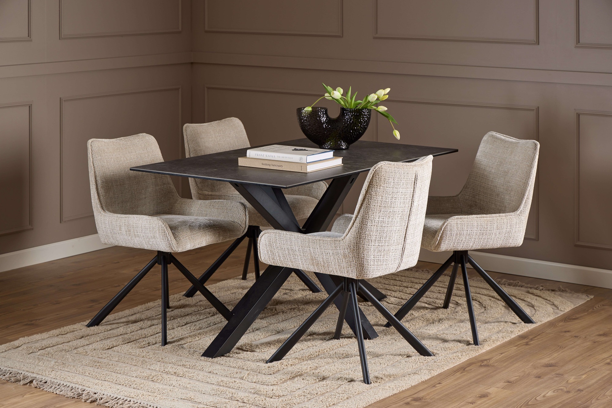 ACTONA GROUP Esszimmerstuhl "Eddie", (Set), Esszimmerstuhl, Juto beige, 4 S günstig online kaufen