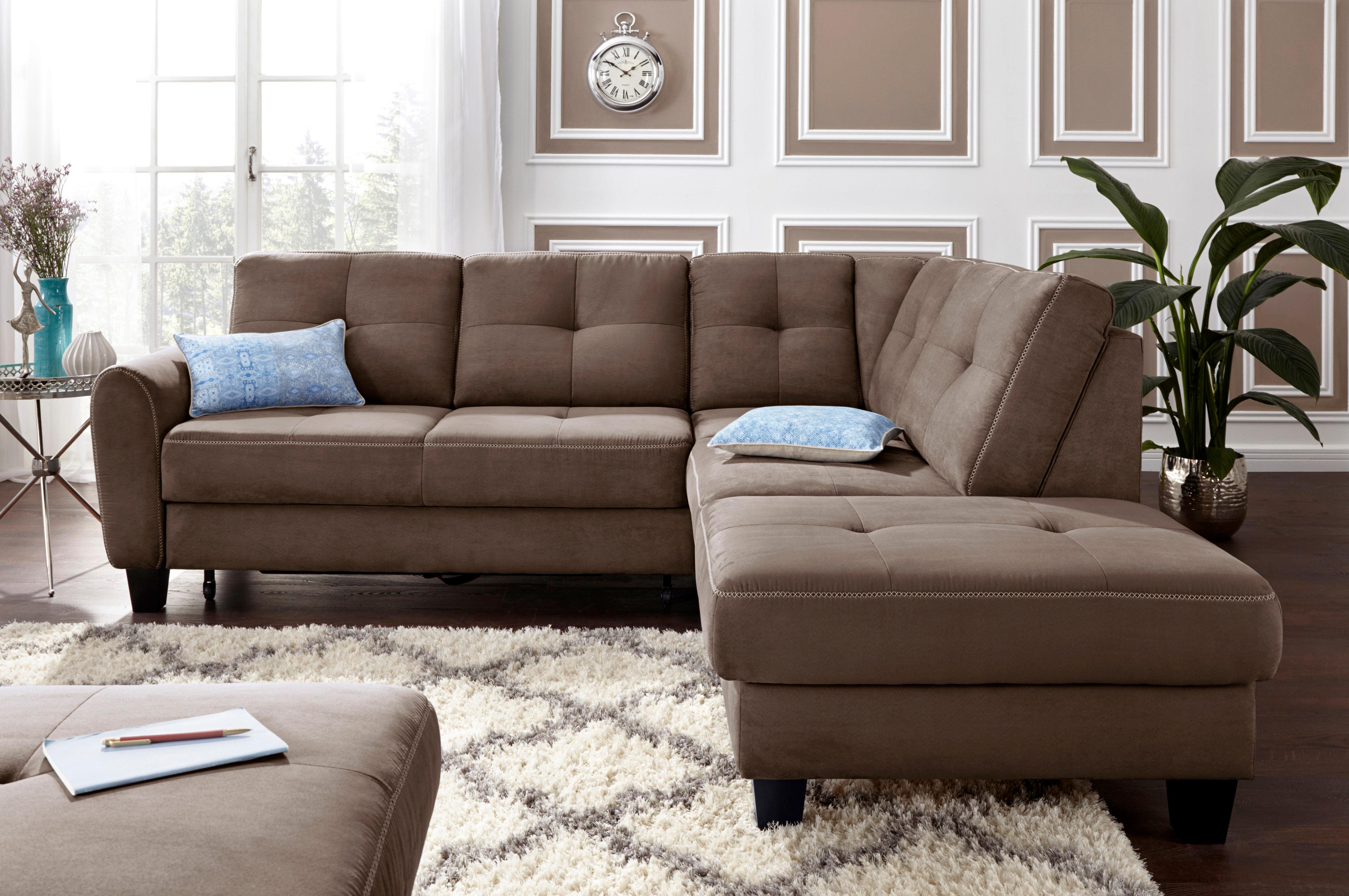 sit&more Ecksofa "Varese L-Form" mit Federkern, wahlweise mit Schlaffunktion und Stauraum