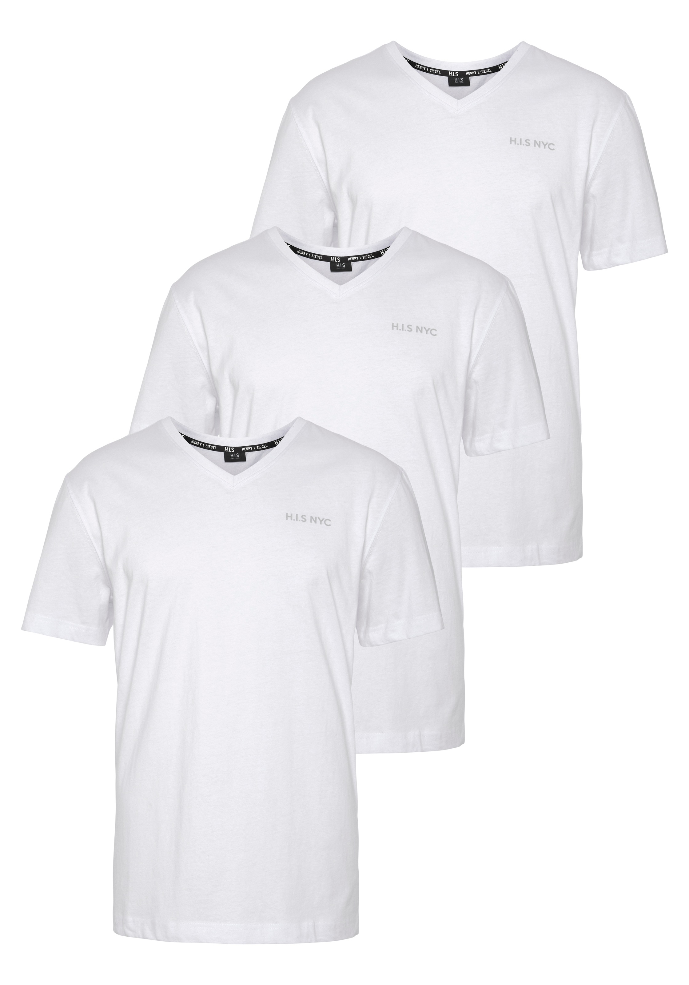 H.I.S V-Shirt, (3-er Pack), mit kleinem Brustprint