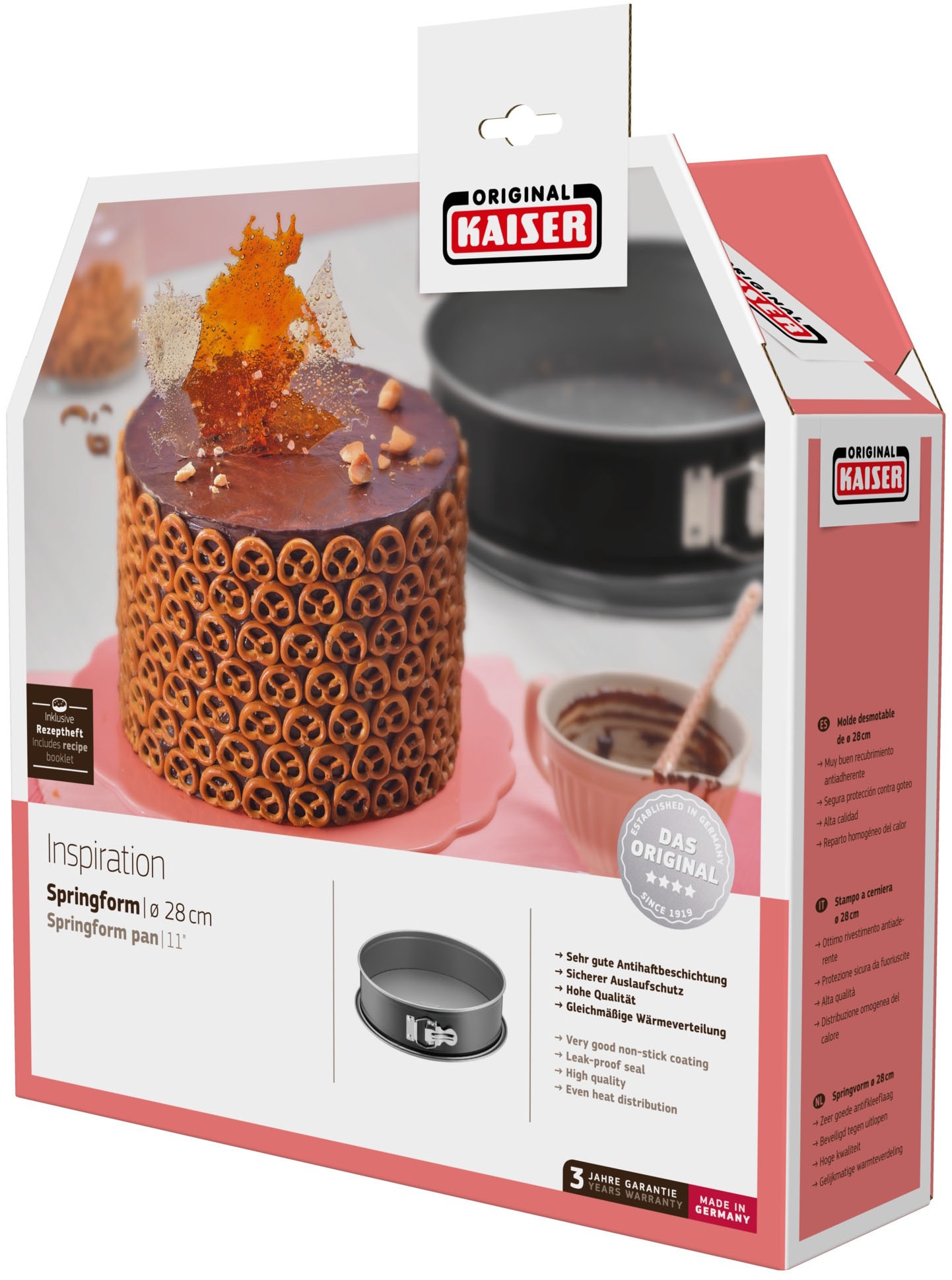 Kaiser Backformen Springform »Inspiration Springform Ø 28 cm, runde Kuchenform mit Flachboden«, auslaufsicher, sehr gute Antihaftbeschichtung, Made in Germany