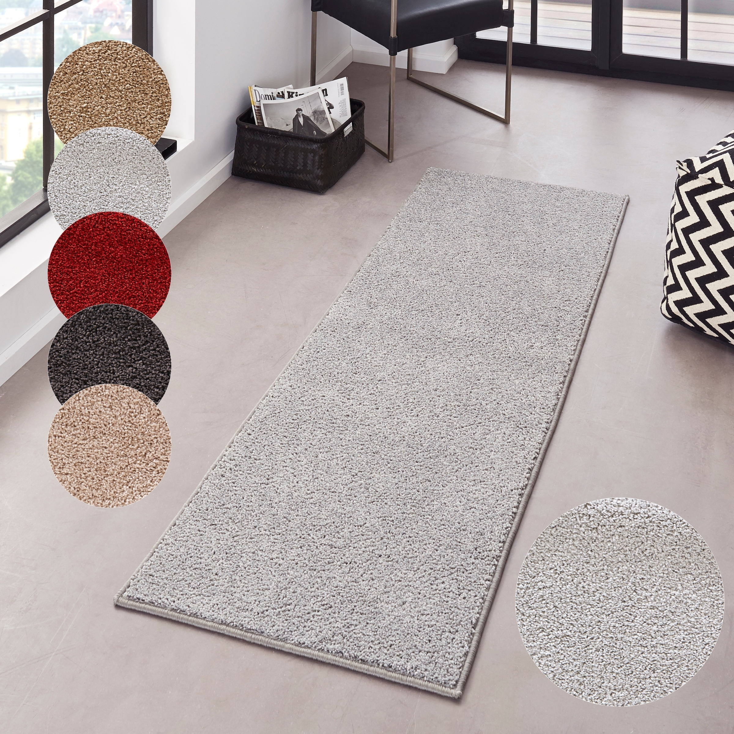 HANSE Home "Pure 100 Kurzflor" rechteckig 13 mm Höhe Kurzflor, uni, umkettelt, Läufer, Wohnzimmer, Kinderzimmer, Flur