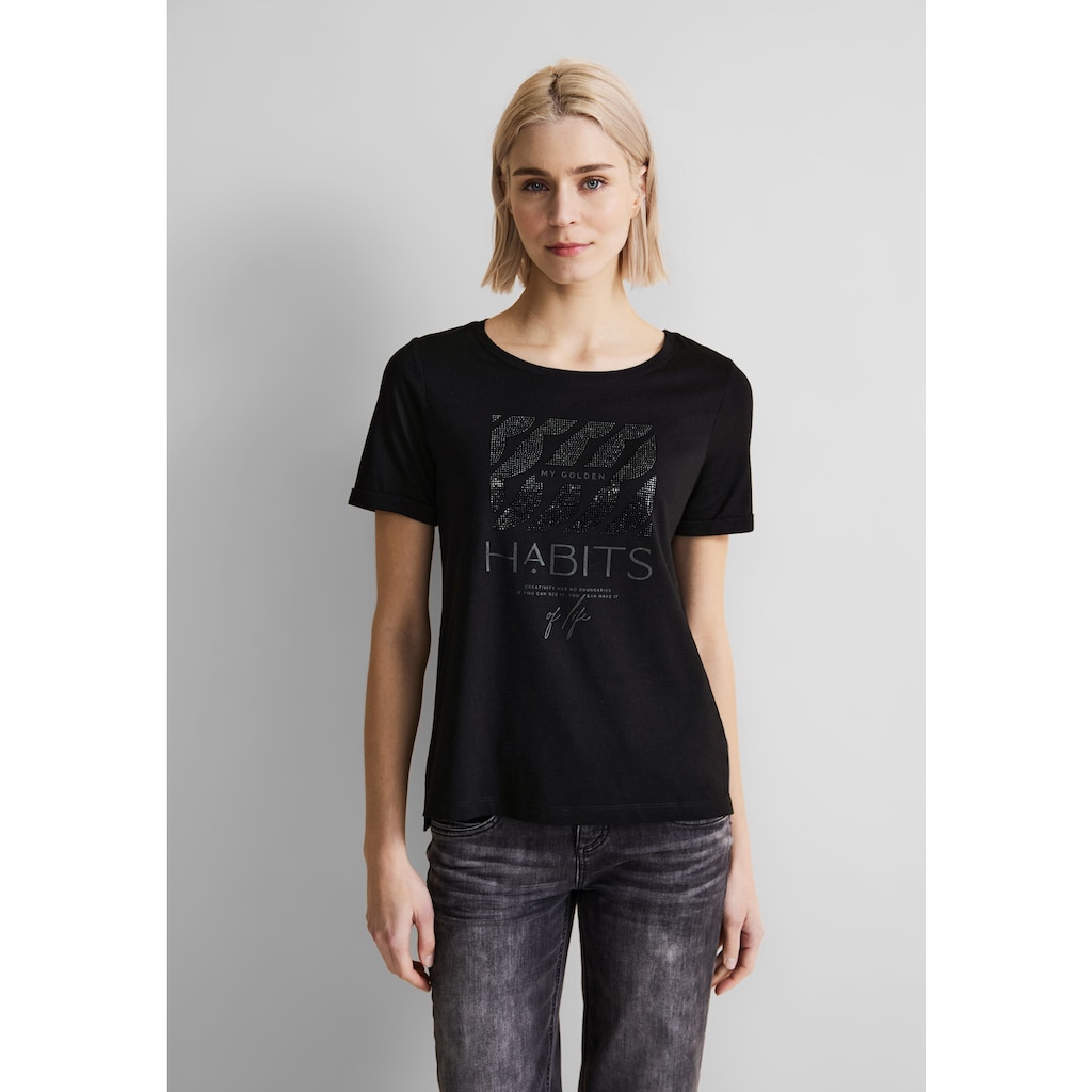 STREET ONE T-Shirt, mit silberfarbenem Aufdruck