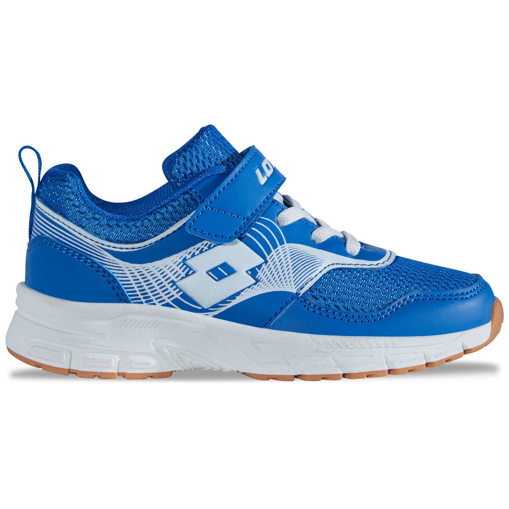 Hallenschuh LOTTO, Mädchen, Gr. 35, weiß (midblau, weiß), Kunstfaser, Synthetik, mehrfarbig, Schuhe Hallenschuh, - für den Indoor Sport - mit nicht-färbender Sohle