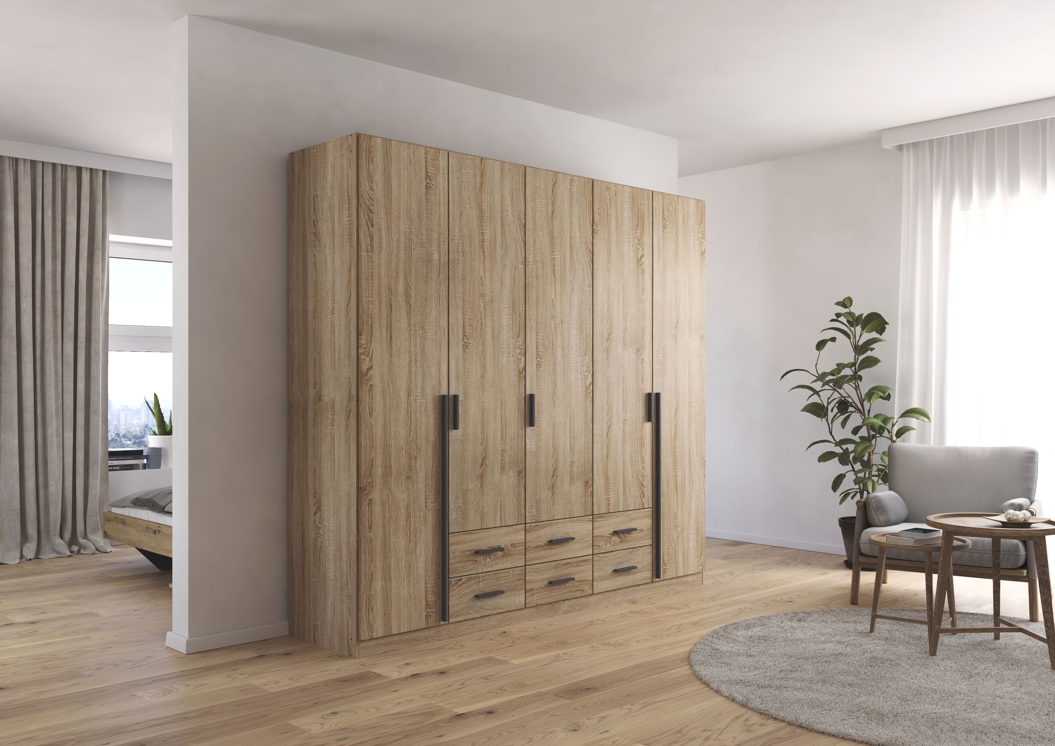 rauch Drehtürenschrank "Kleiderschrank Garderobe GAMMA Breiten 226 cm" in 3 Ausstattungen BASIC/CLASSIC/PREMIUM (inkl. SOFT-CLOSE-Funktion), mit Schubladen, verschiedene Griff-Varianten TOPSELLER MADE IN GERMANY