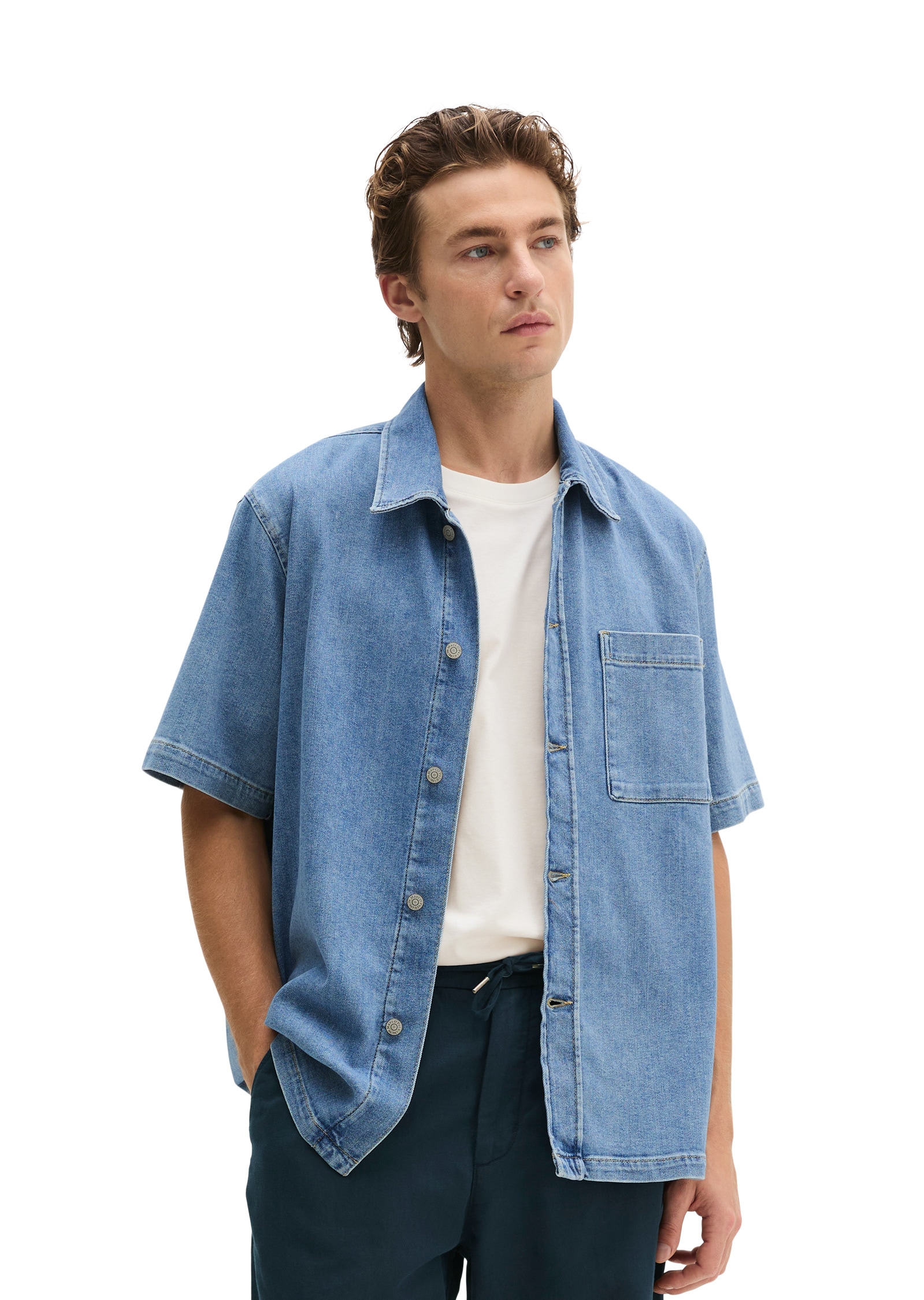 Marc OPolo Kurzarmhemd "aus leichtem Bio-Baumwoll-Denim"
