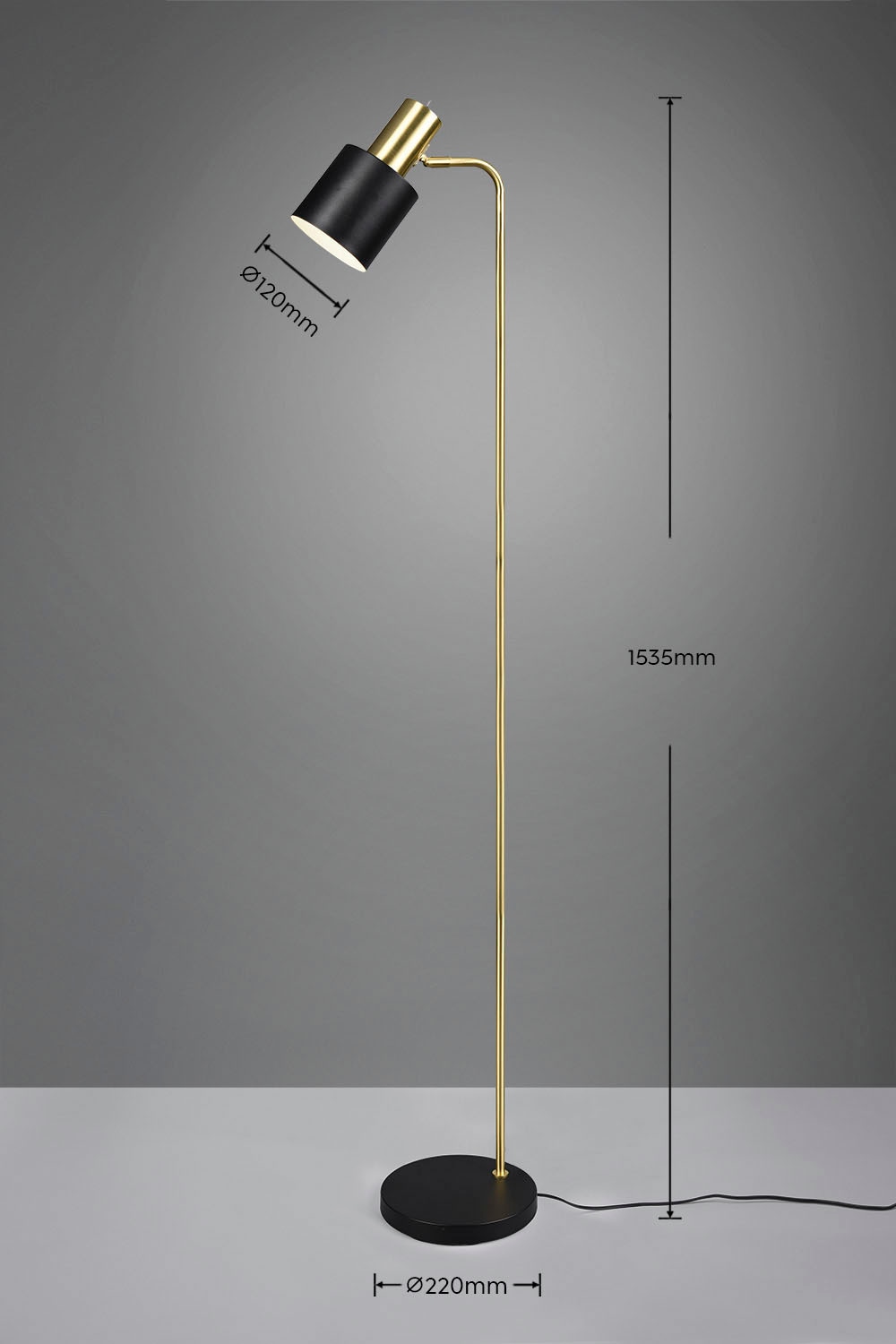 TRIO Leuchten Stehlampe »Adam«, 1 flammig-flammig, Stehleuchte 153cm, exkl  1xE27 max 10W, Kippschalter am Metallschirm | BAUR