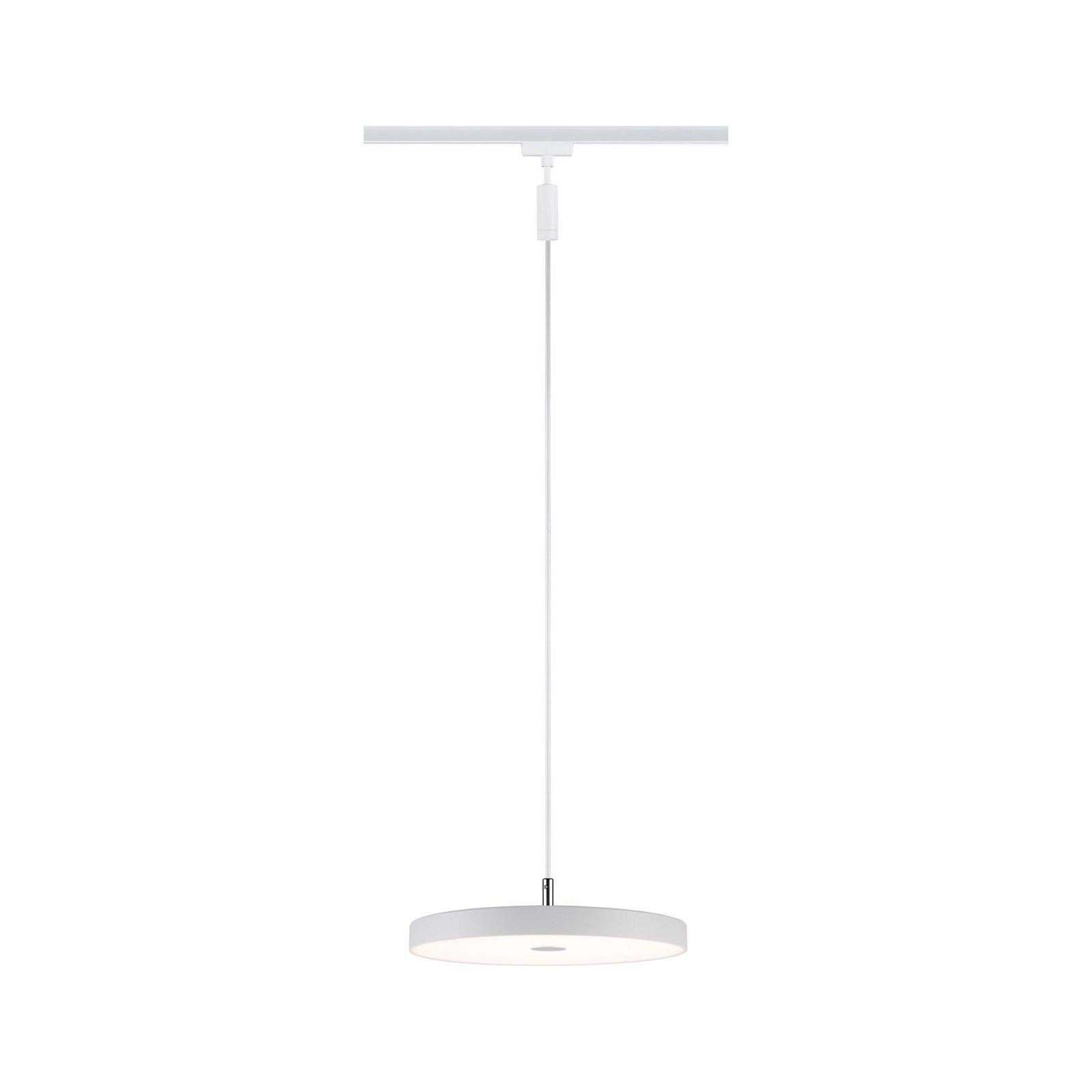 PAULMANN Schienensystem-Leuchten "URail Pendel Hildor 850lm 15W 3000K 230V Chrom matt", 1, Ø 31cm H: 158cm, weiß, Leuchten, 3-Step-Dimmbar