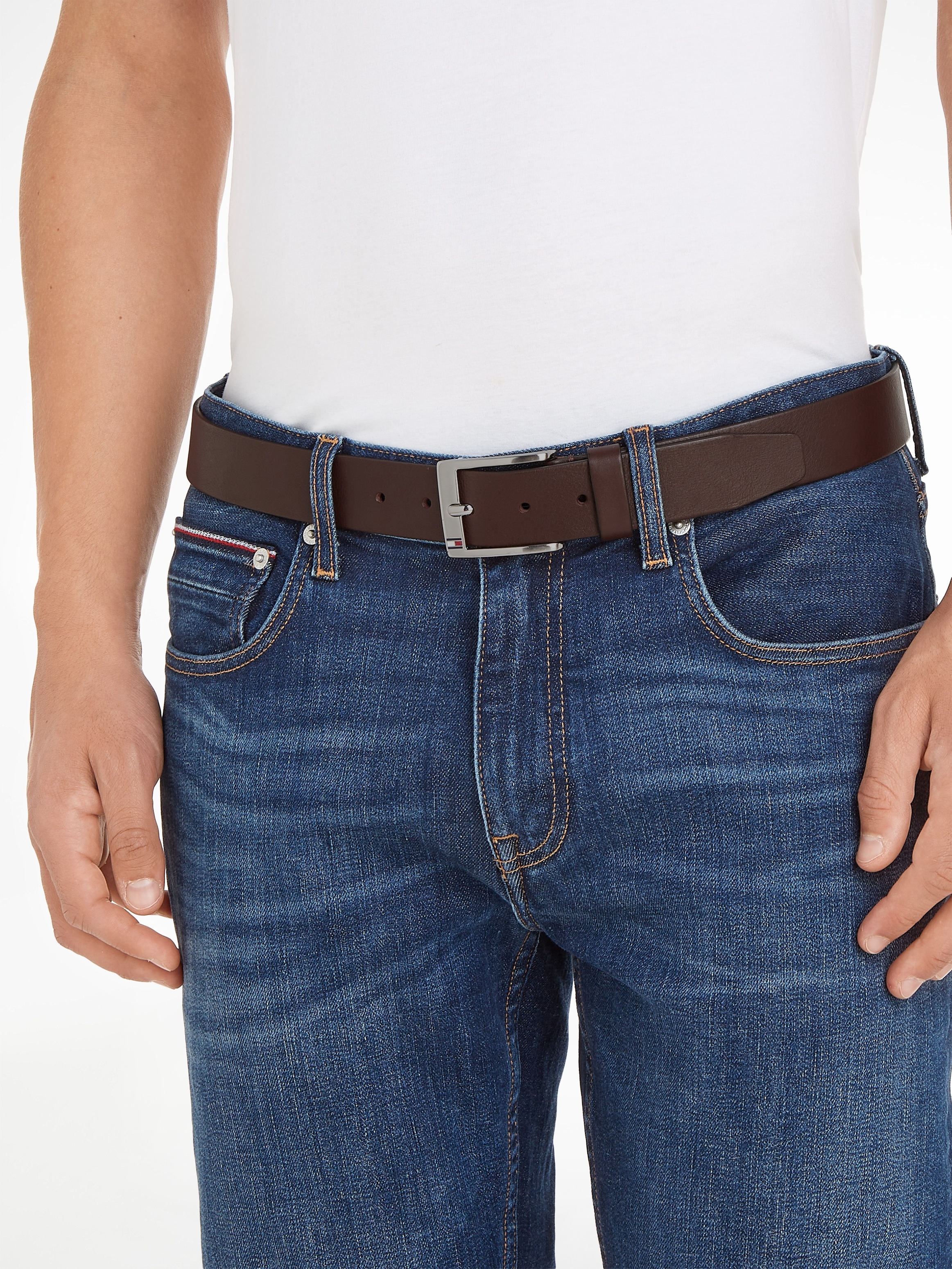 Tommy Hilfiger Ledergürtel "New Aly Belt 3,5 cm breit" mit quadratischer Lo günstig online kaufen