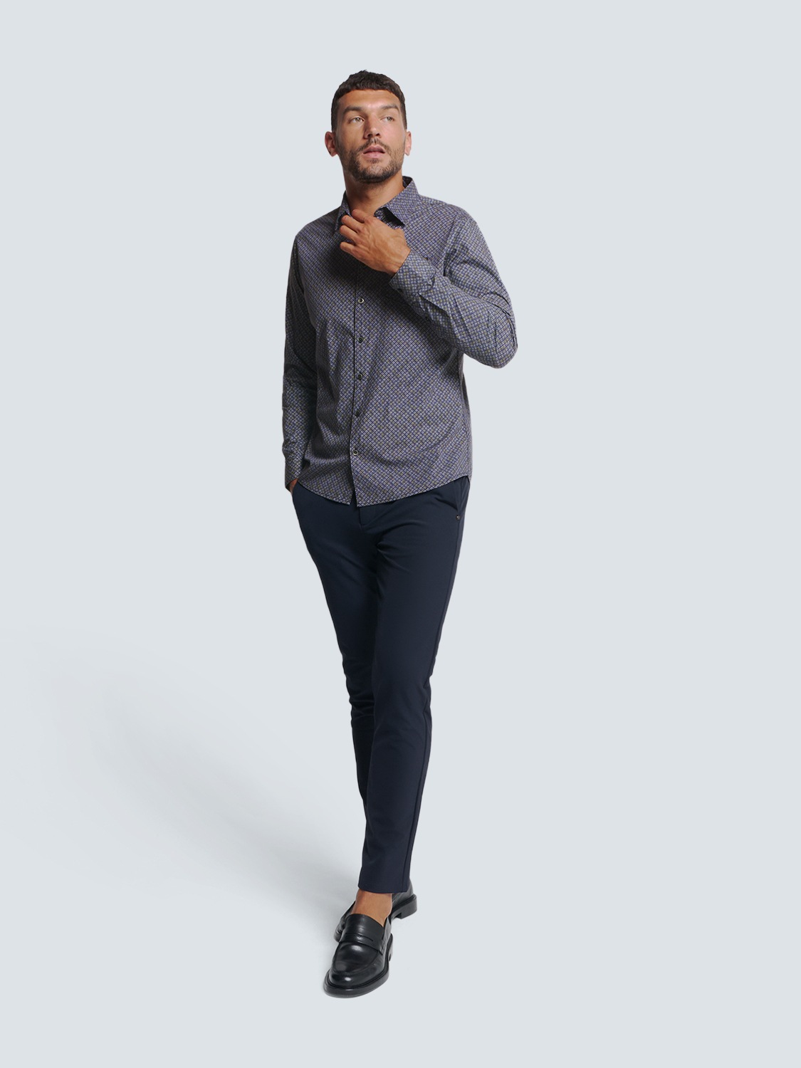 NO EXCESS Langarmhemd »No Excess Bedrucktes Stretch-Hemd«