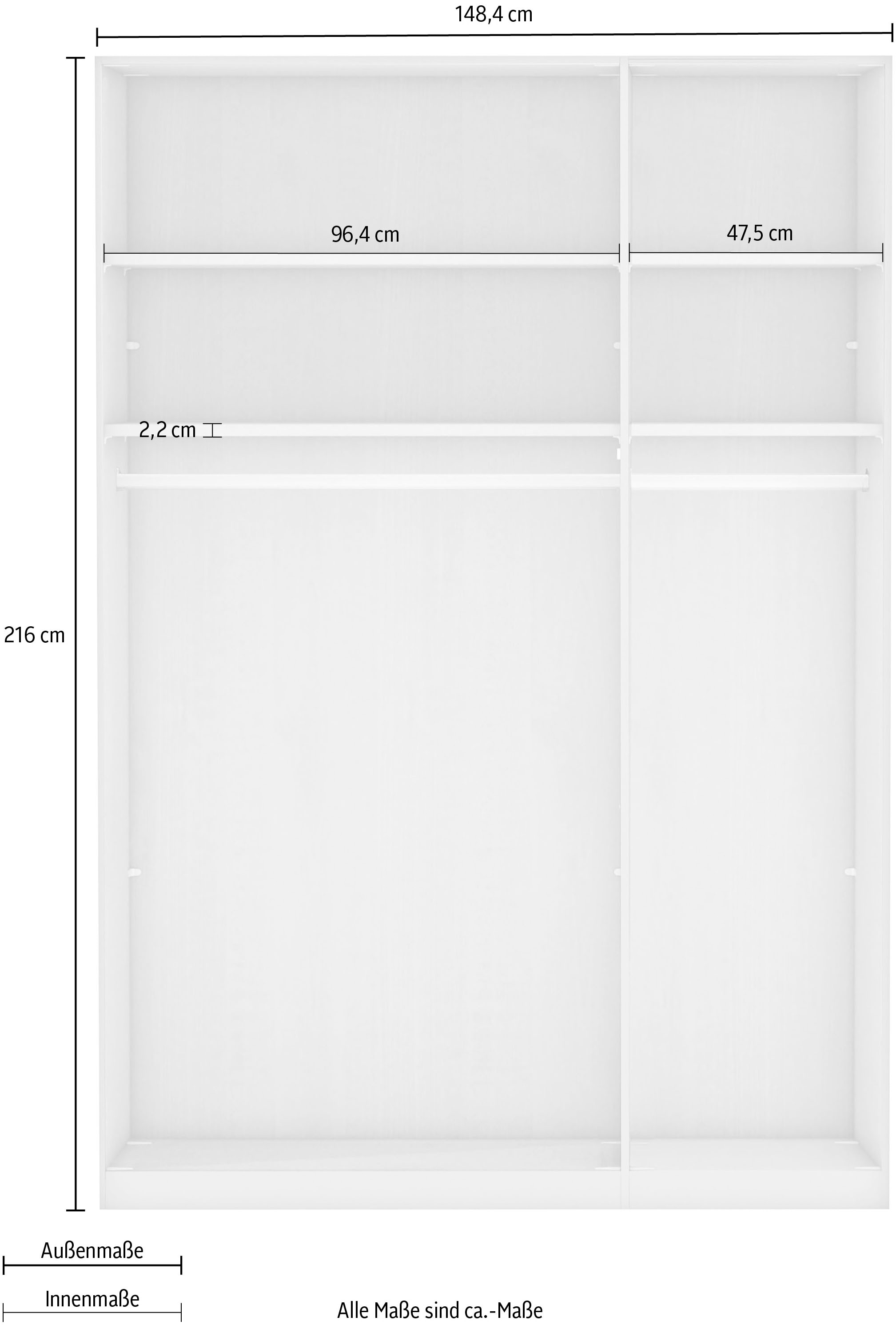 WIEMANN Drehtürenschrank »Göteborg, Kleiderschrank, Schrank, Wäscheschrank«, (4 Breiten, 2 Höhen 216/236 cm auswählbar, MADE IN GERMANY), inkl. Türendämpfung, langlebige Qualität, viel Stauraum