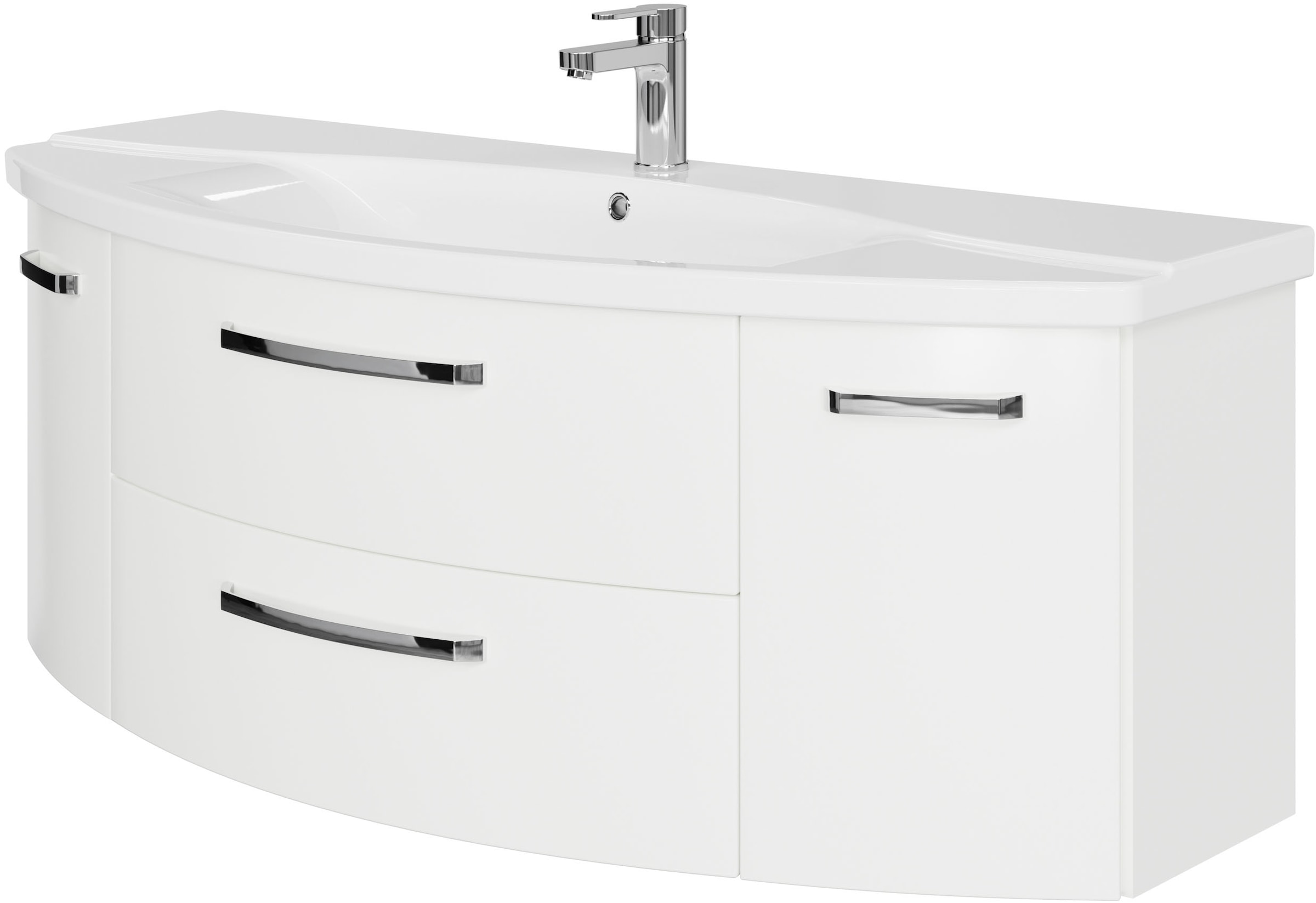 Saphir "Serie 4010 Keramik-Waschtisch mit Unterschrank, 144 cm breit" Waschplatz mit 2 Türen, 2 Schubladen, Badmöbel-Set mit Waschtisch