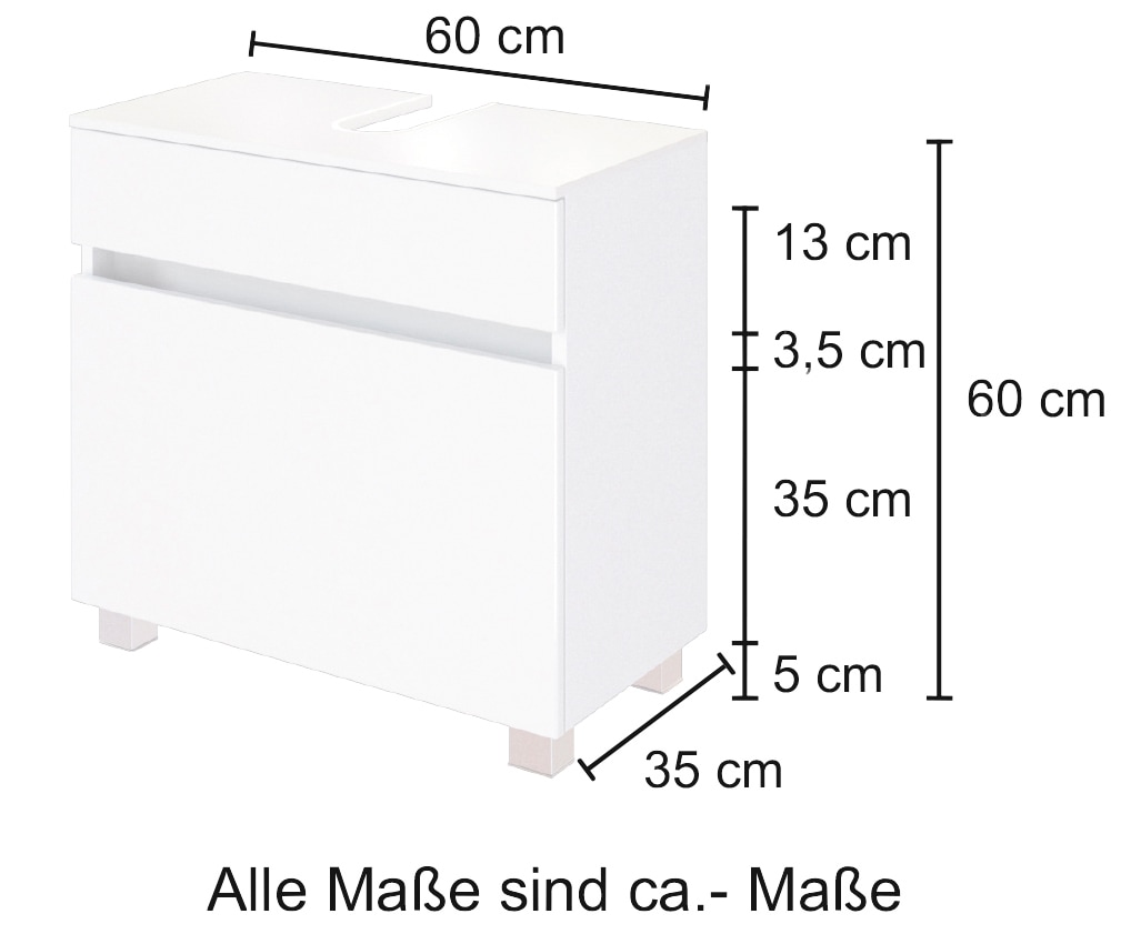 HELD MÖBEL Waschbeckenunterschrank »Baabe«, hängende | Montage 60 cm, bestellen Badmöbel Breite BAUR
