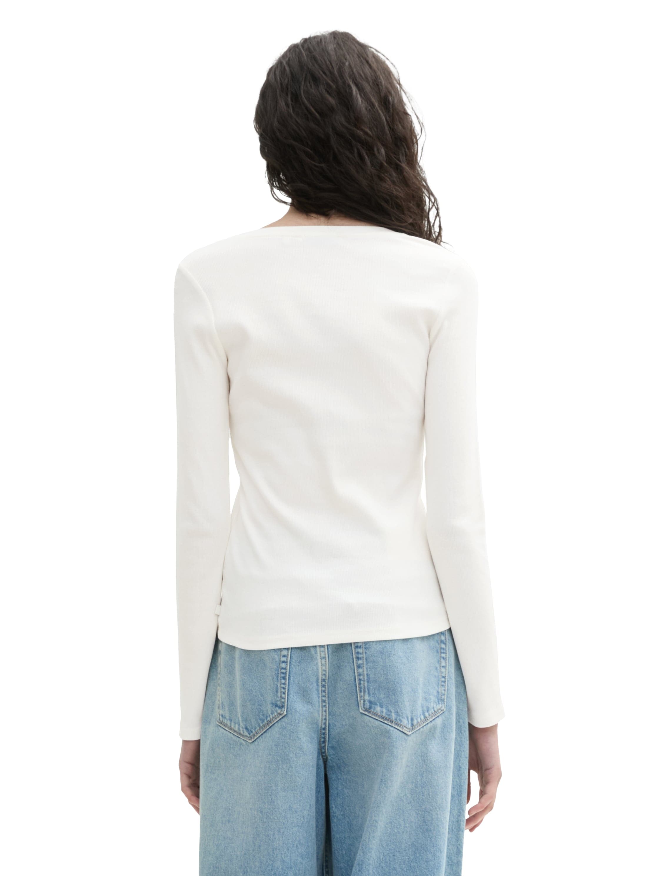 TOM TAILOR Denim Rundhalsshirt, gerippt und mit Stretch