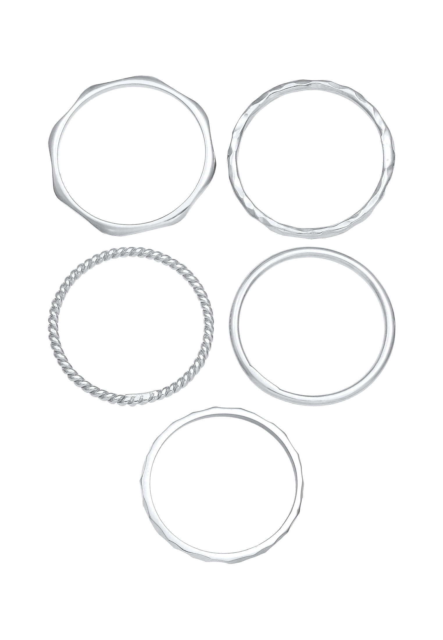 ELLI Stacking Ring Set 5-Piece Silver Size 64 2