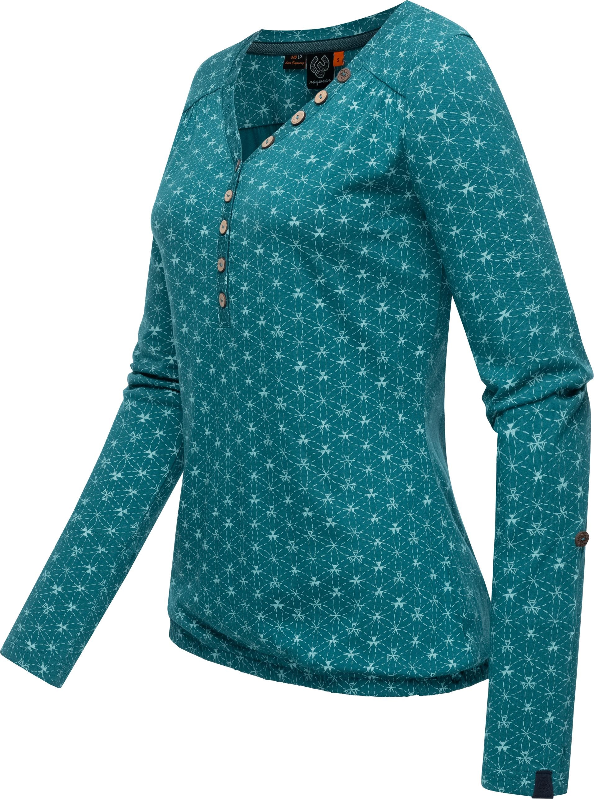 »Pinchi Stylisches Langarmshirt bestellen | mit Damen Ragwear Longsleeve BAUR Print«, Knöpfen