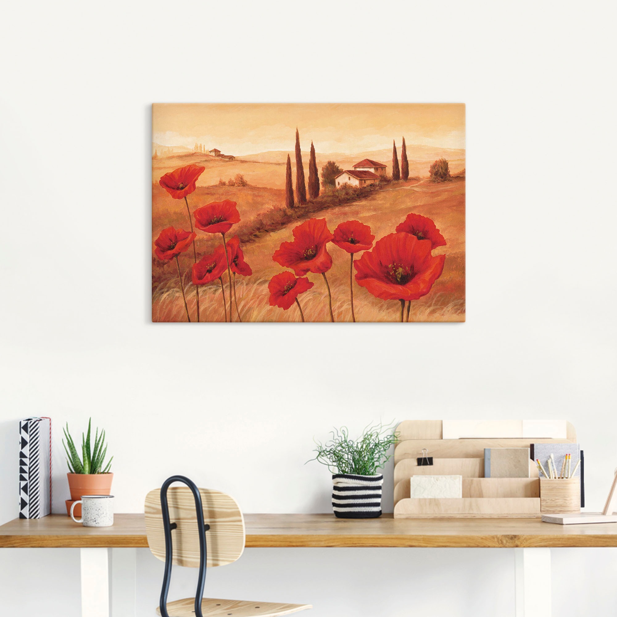 Artland Wandbild "Mohnblumen in der Toskana" Europa 1 Stk. tlg. als Leinwan günstig online kaufen