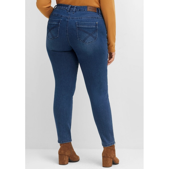 Sheego Stretch-Jeans »Große Größen«, mit Zippern am Saumabschluss online  kaufen | BAUR