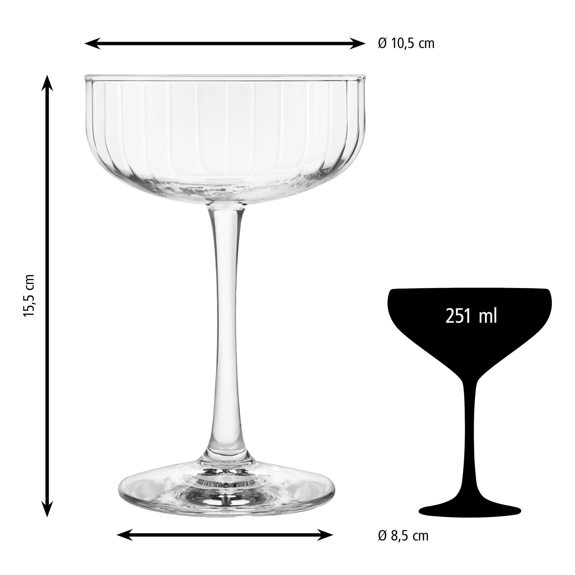 LIBBEY Champagnerglas »Libbey Trinkglas, 12er Set -LINEAR-«, (Set, 12 tlg.), 251 ml, hochwertig verarbeitet, im modernen Design